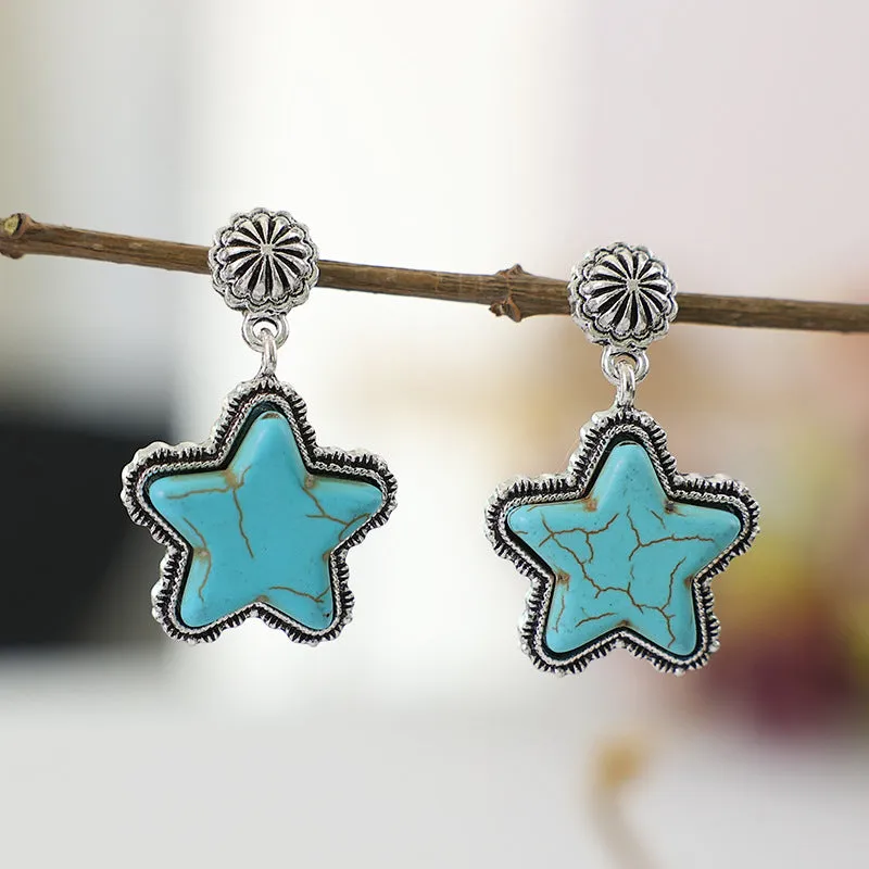 Fashion Pentagram Creative Turquoise Earrings