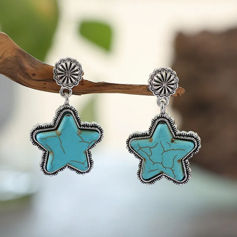 Fashion Pentagram Creative Turquoise Earrings