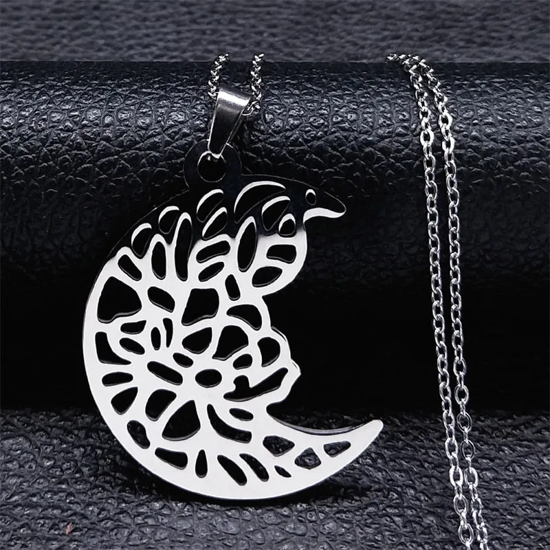 Feather Dream Catcher Stainless Steel Chain Necklaces Gold Color Long Necklaces Boho Jewelry sautoir femme long bohme N7021S01