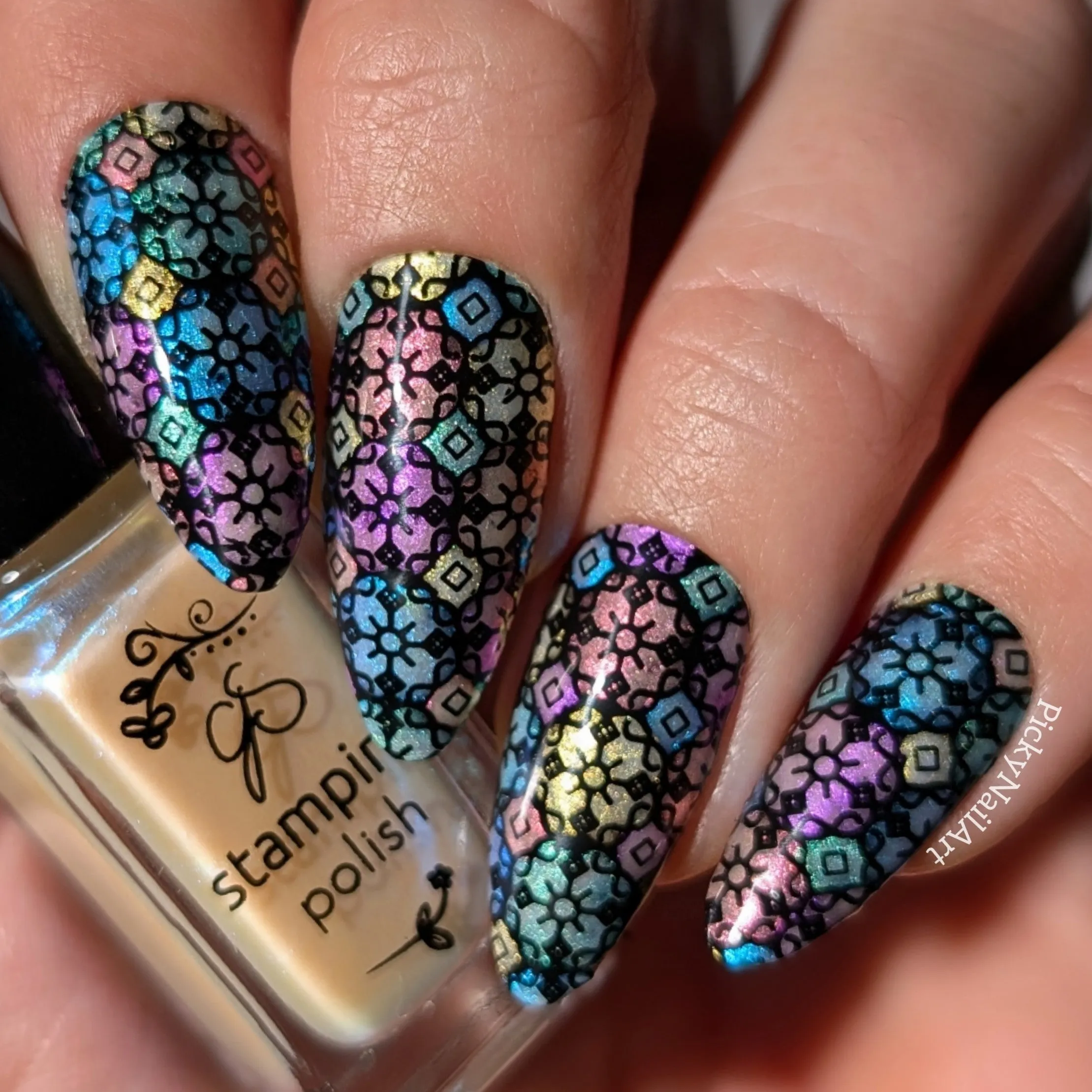 Full Nail Fab - Floral Mosaic (CjS-361) Steel Nail Art Layered Stamping Plate