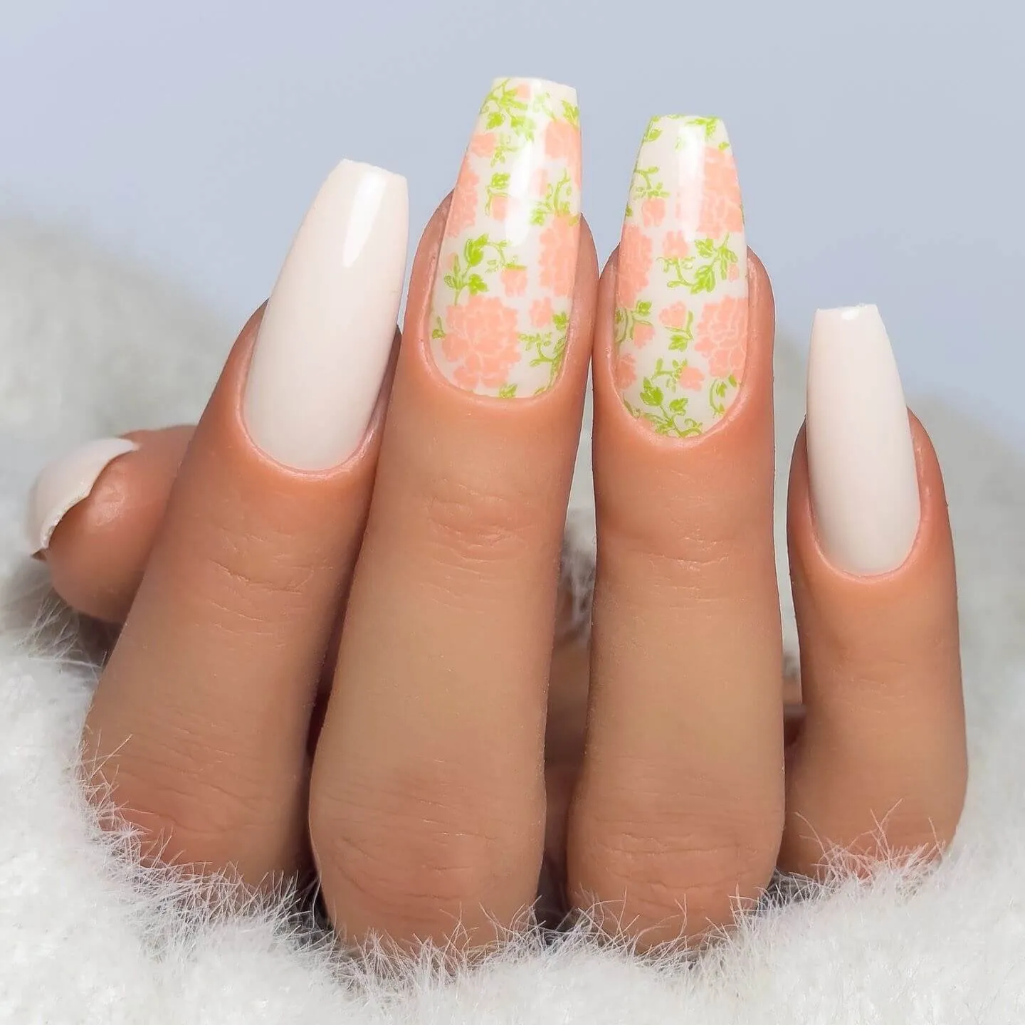 Full Nail Fab - Floral Mosaic (CjS-361) Steel Nail Art Layered Stamping Plate