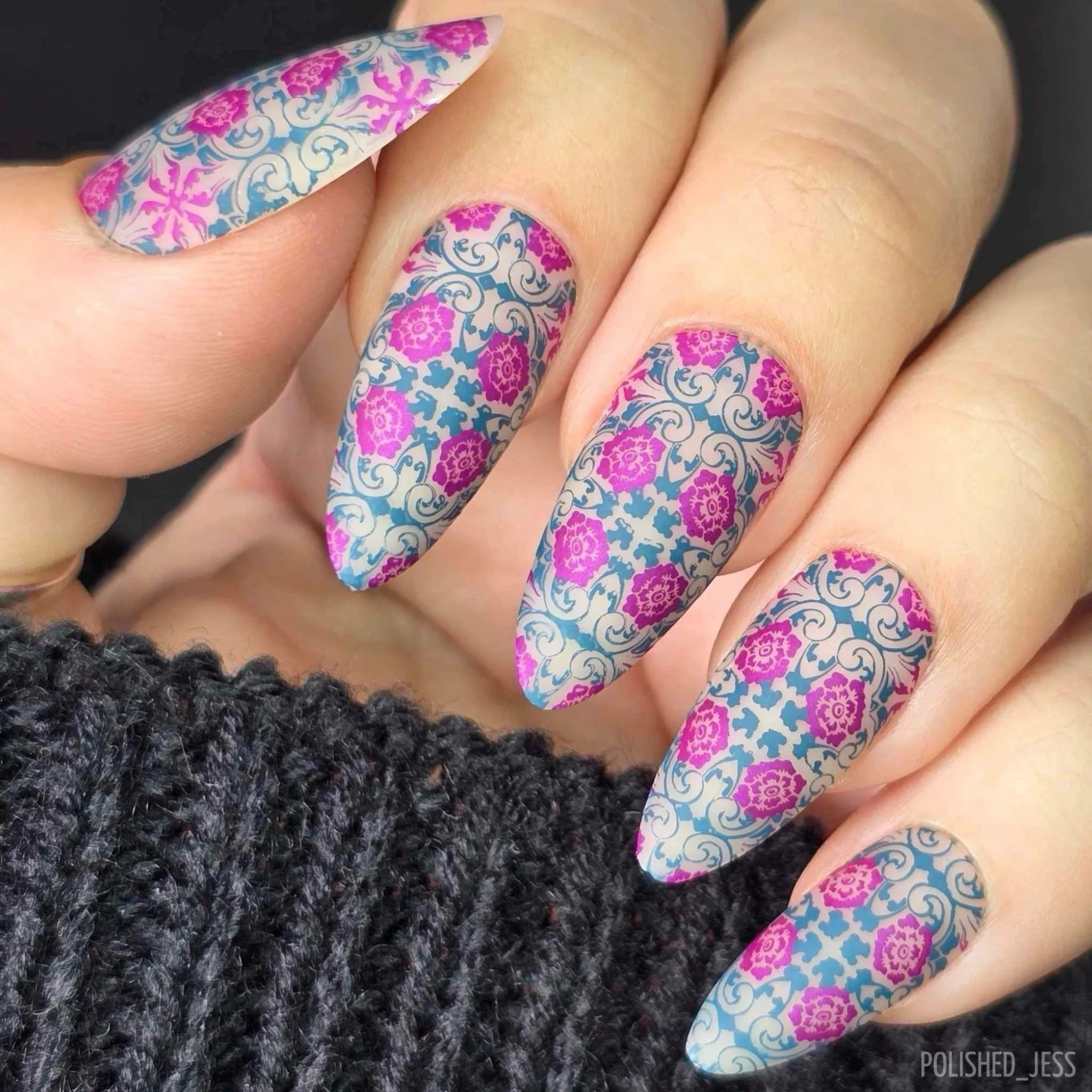 Full Nail Fab - Floral Mosaic (CjS-361) Steel Nail Art Layered Stamping Plate