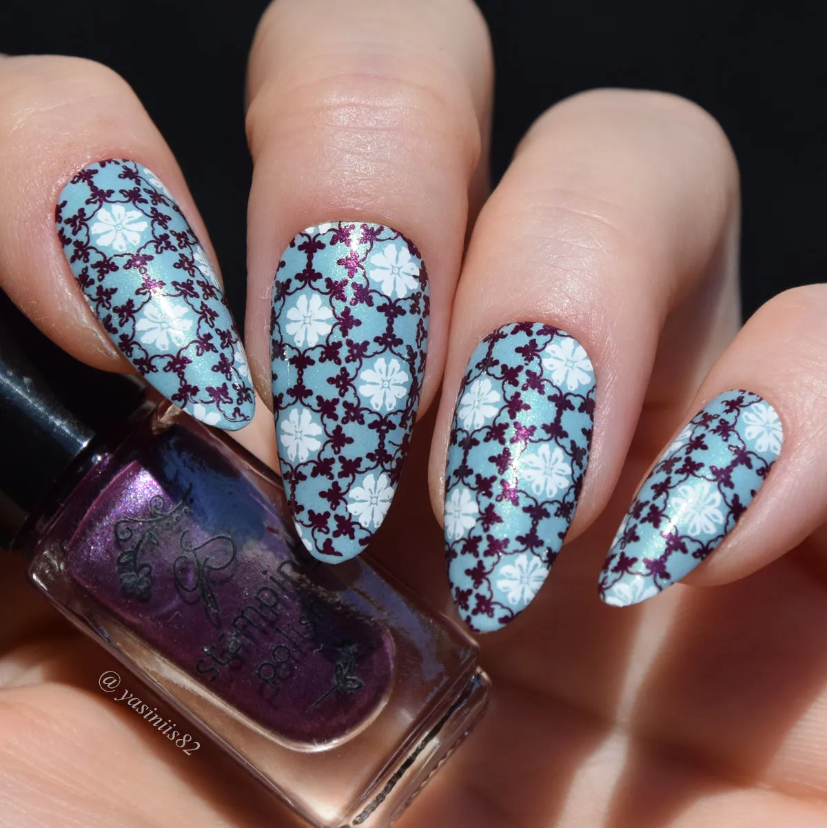 Full Nail Fab - Floral Mosaic (CjS-361) Steel Nail Art Layered Stamping Plate