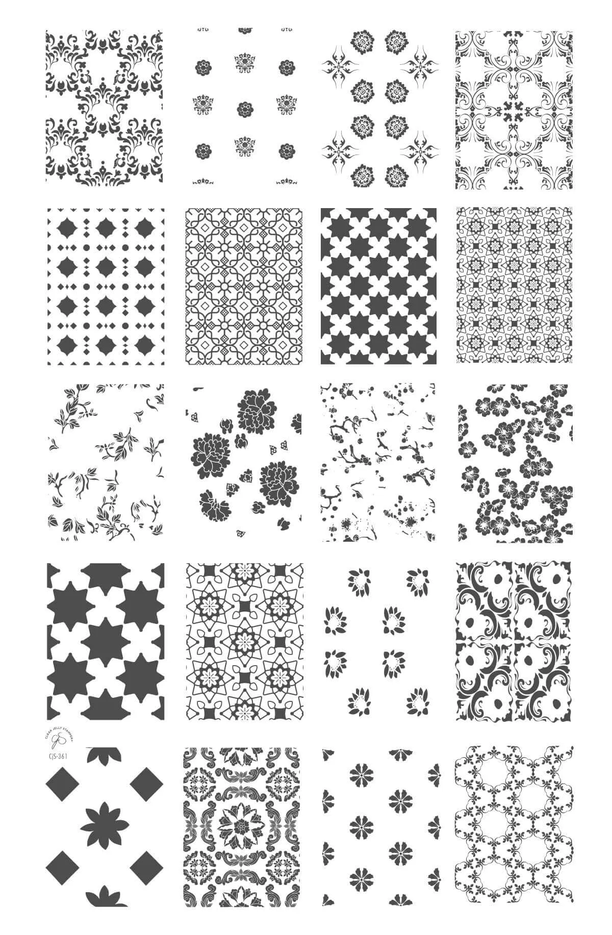Full Nail Fab - Floral Mosaic (CjS-361) Steel Nail Art Layered Stamping Plate