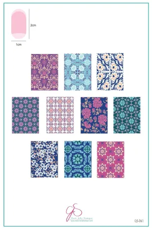 Full Nail Fab - Floral Mosaic (CjS-361) Steel Nail Art Layered Stamping Plate