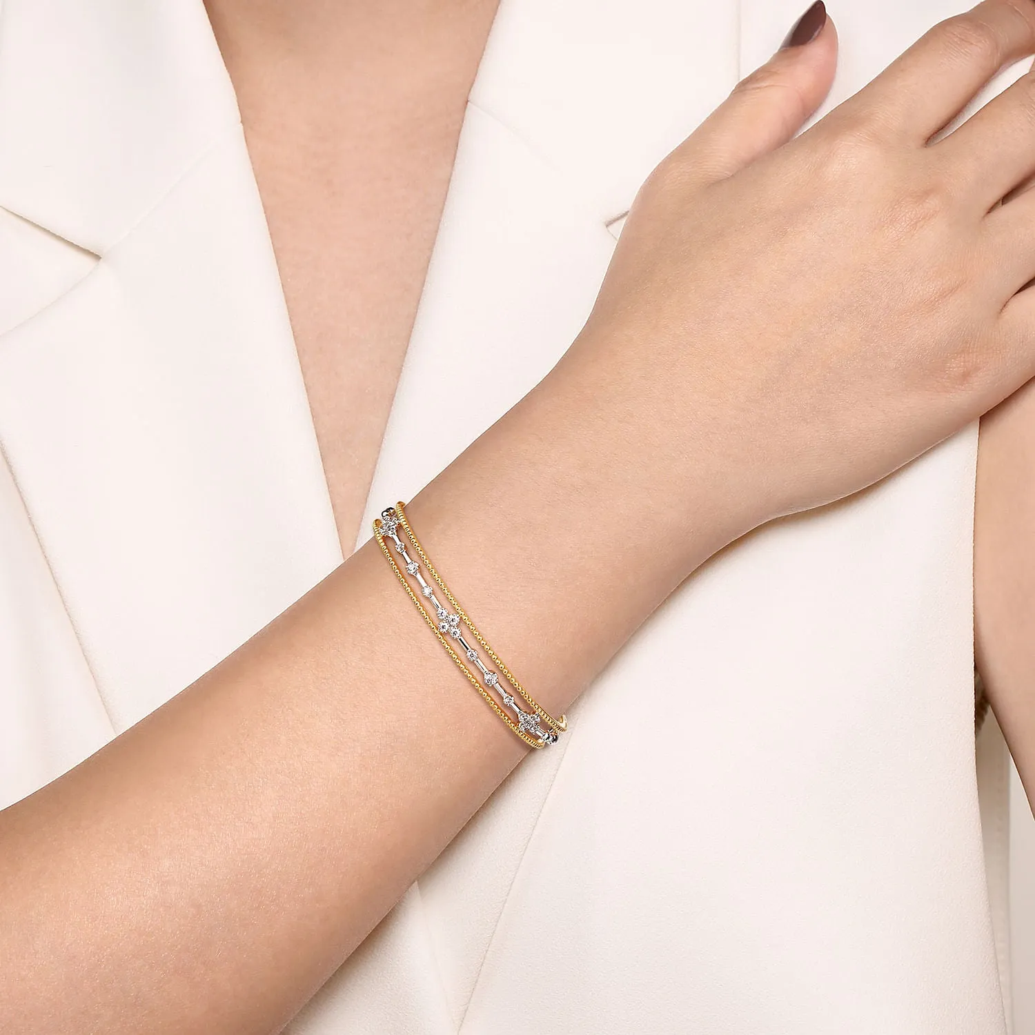 Gabriel & Co Two-Tone Diamond Cuff