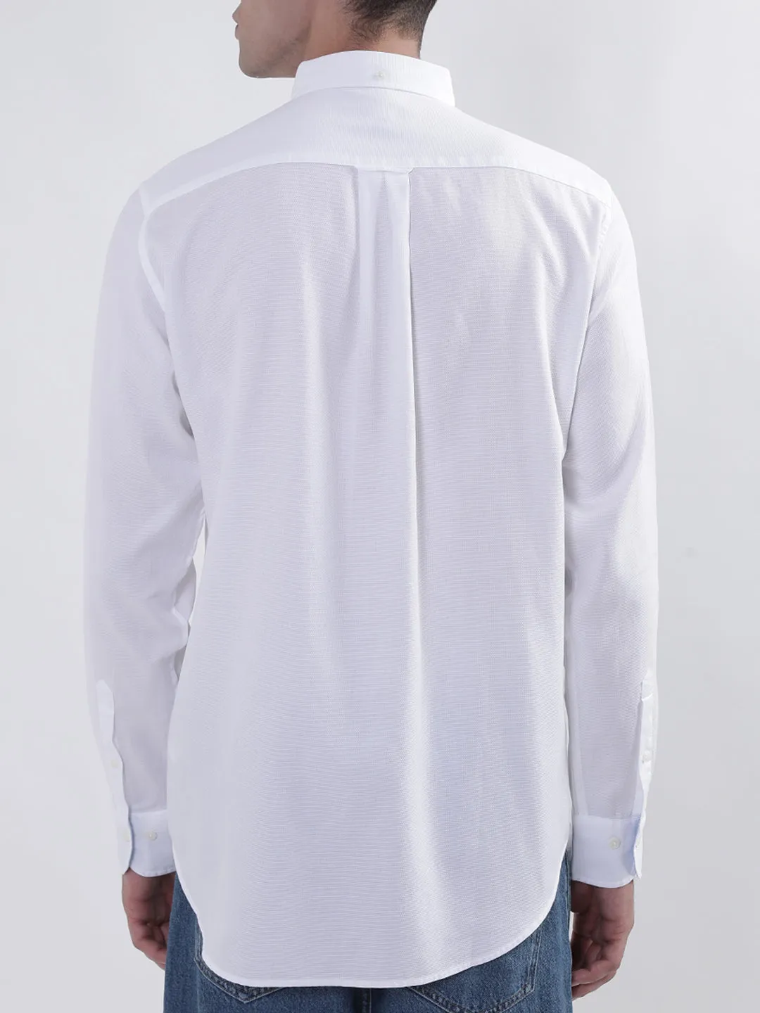 Gant White Honeycomb Weave Regular Fit Shirt