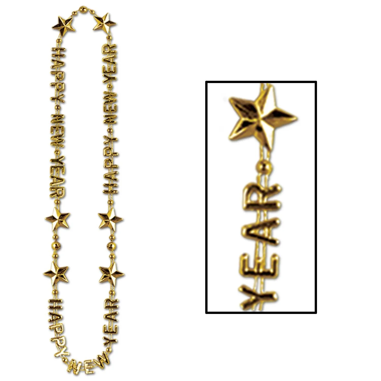 Happy New Year Bead Necklaces - gold