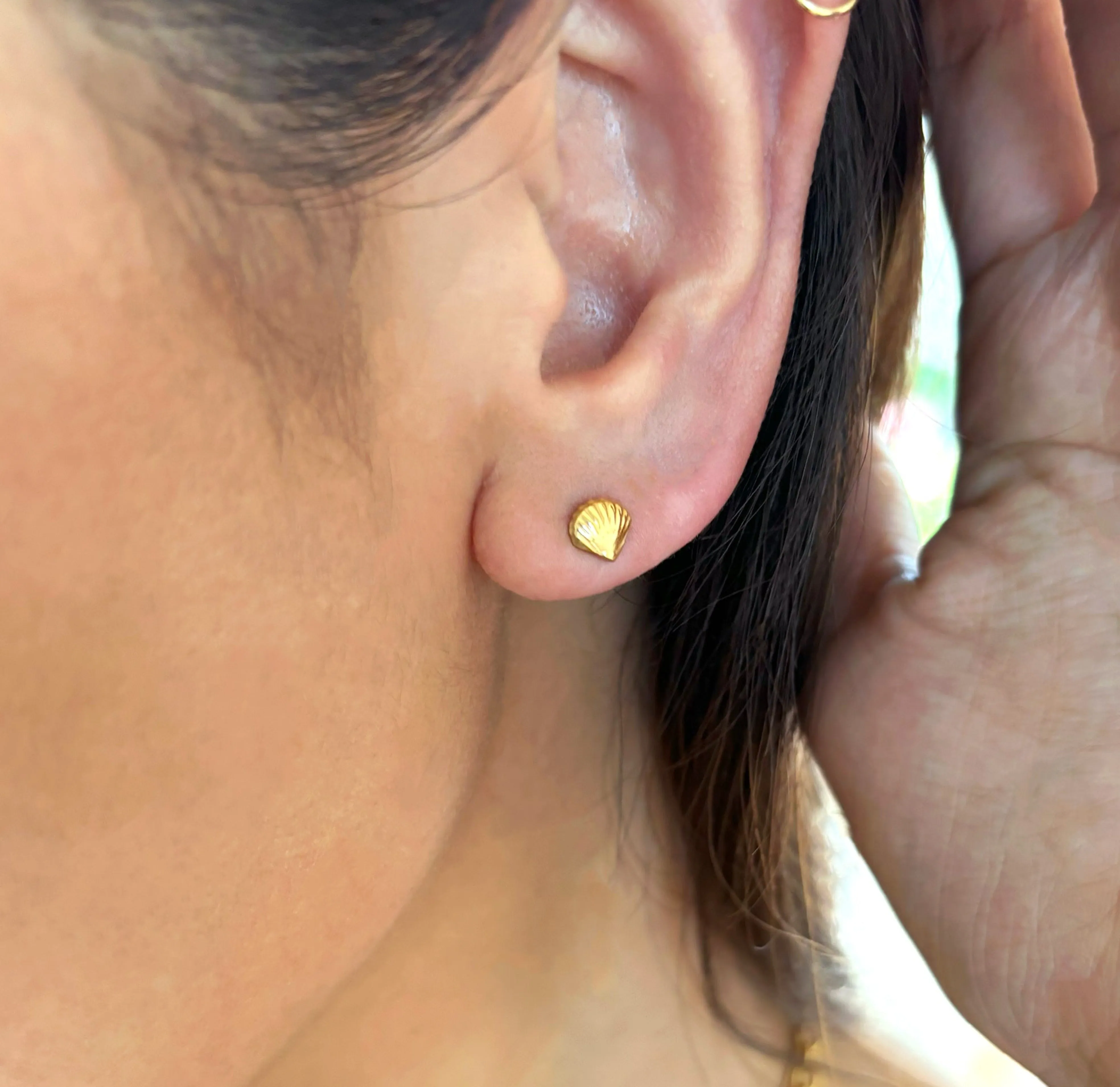HOLLY DAINTY GOLD SEA SHELL STUD EARRINGS
