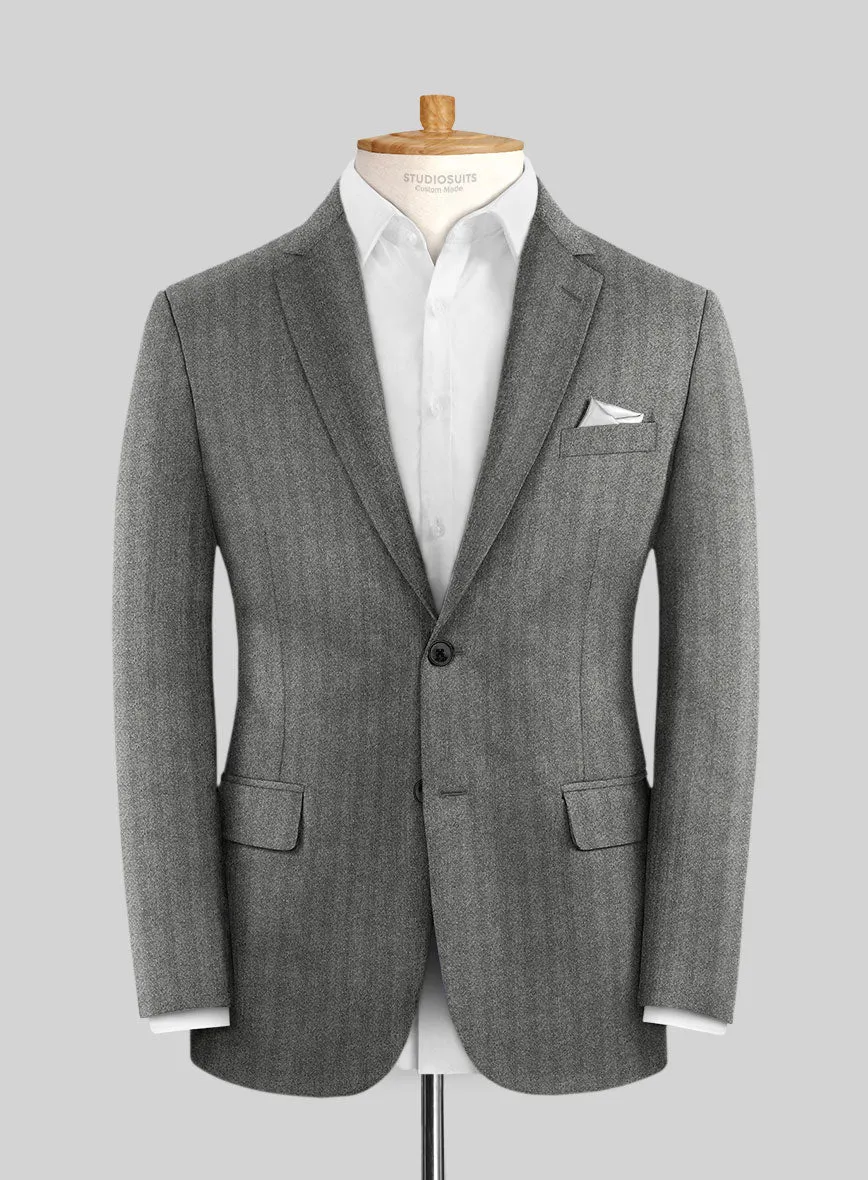 Italian Gray Herringbone Flannel Jacket