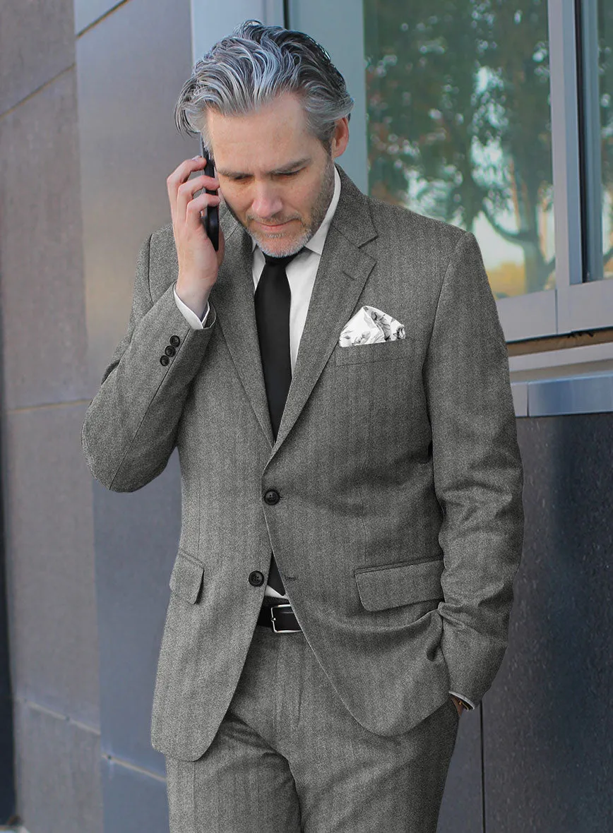 Italian Gray Herringbone Flannel Jacket