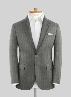 Italian Gray Herringbone Flannel Jacket