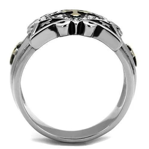 Jewellery Kingdom Mens Cross Signet Pinky Cz Stainless Steel Cubic Zirconia Gold Ring