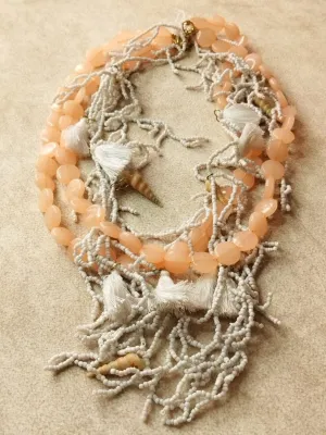 Layered Bohemian Shells and Eclectic Beads Necklace