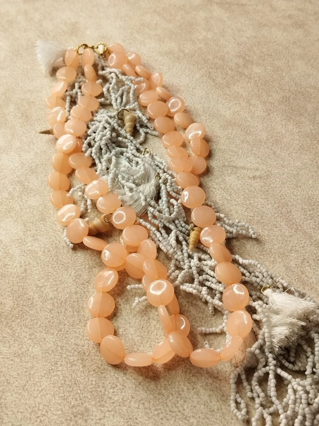 Layered Bohemian Shells and Eclectic Beads Necklace