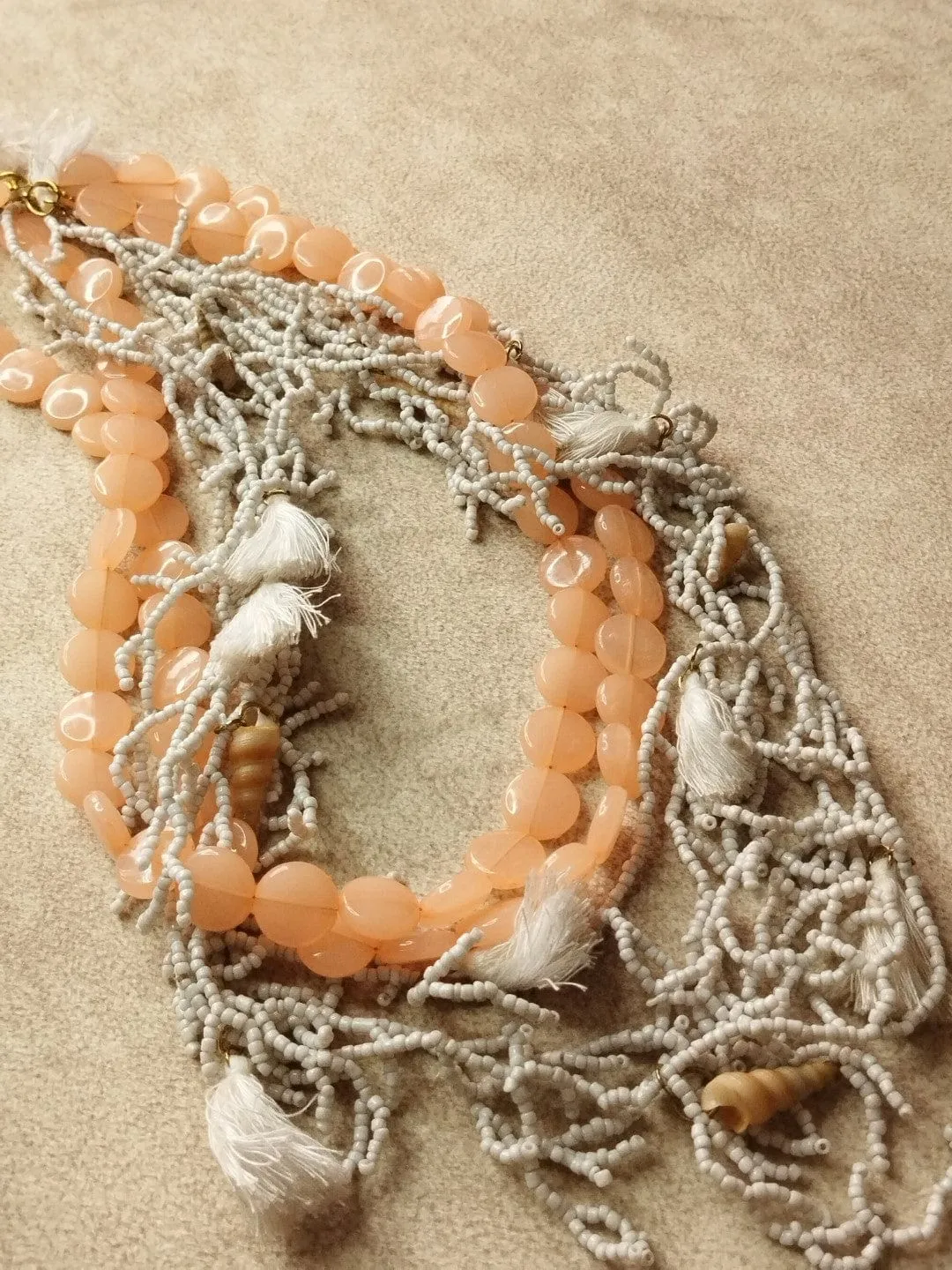 Layered Bohemian Shells and Eclectic Beads Necklace