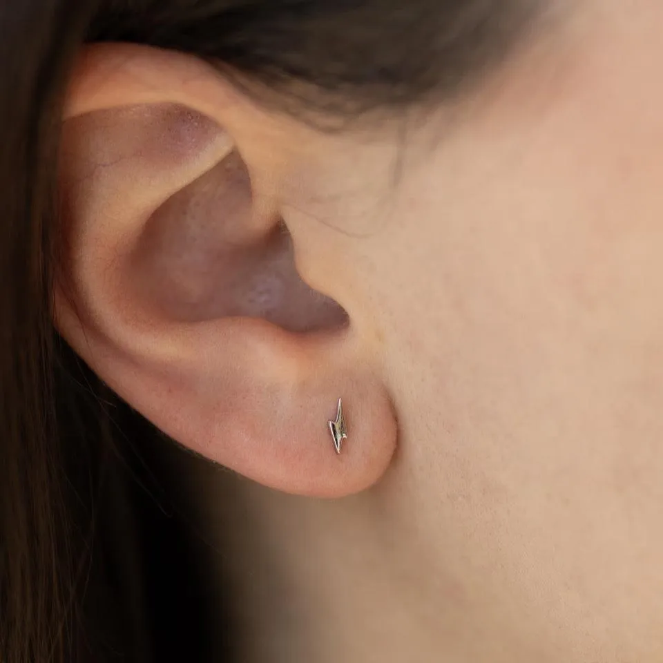 Lightning Stud Earrings in Silver