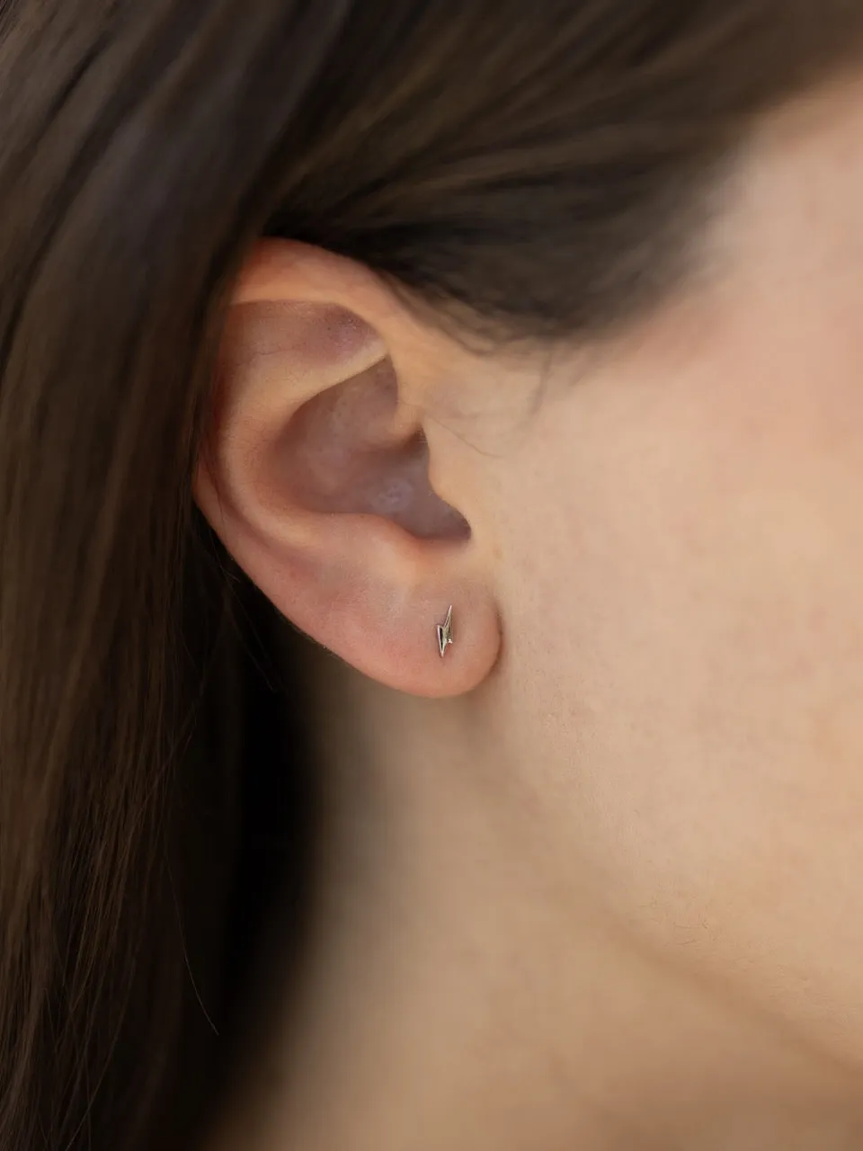Lightning Stud Earrings in Silver