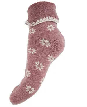 Luxurious Cuff House Socks With Flower Print