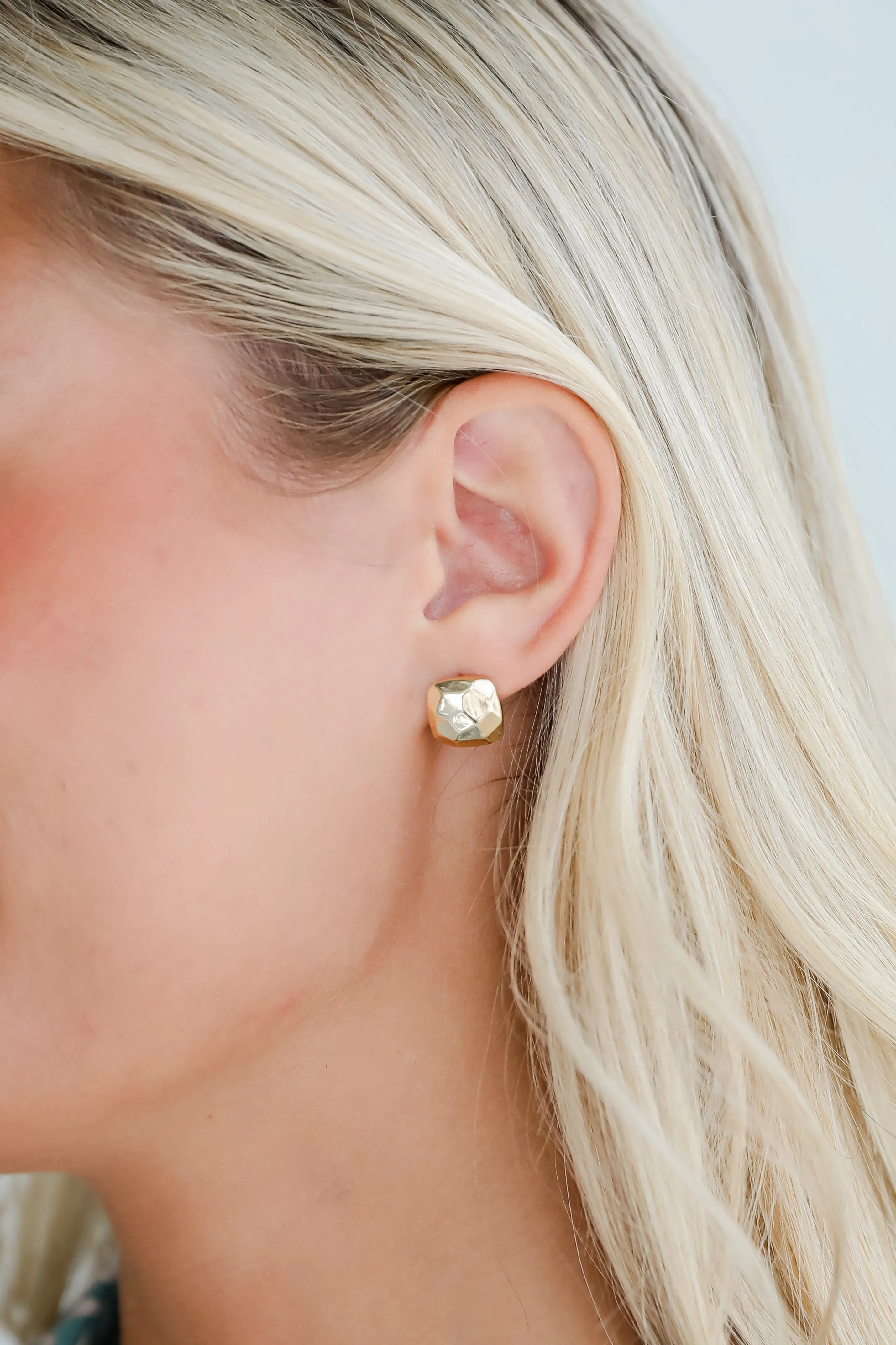 Marley Gold Hammered Stud Earrings