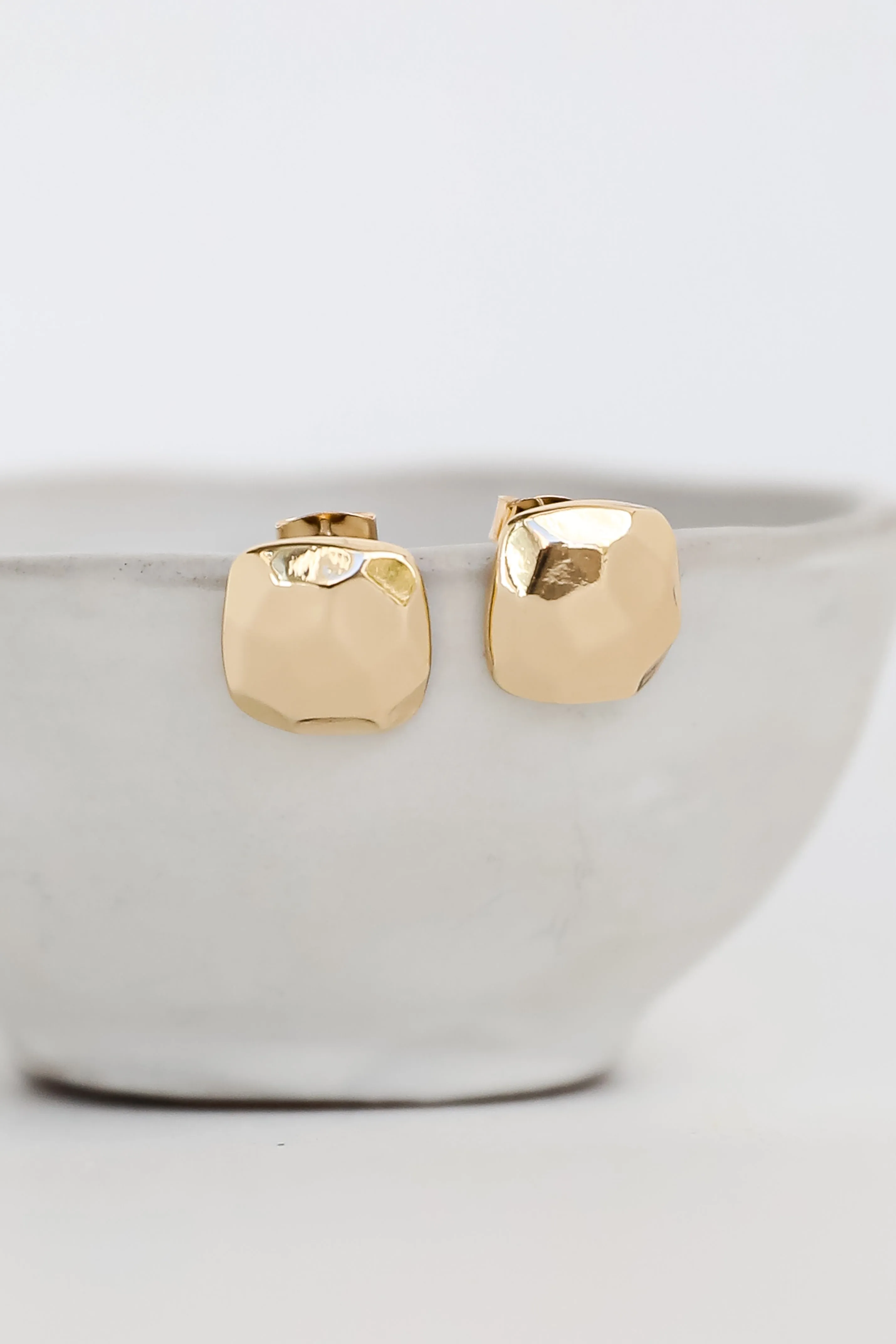 Marley Gold Hammered Stud Earrings