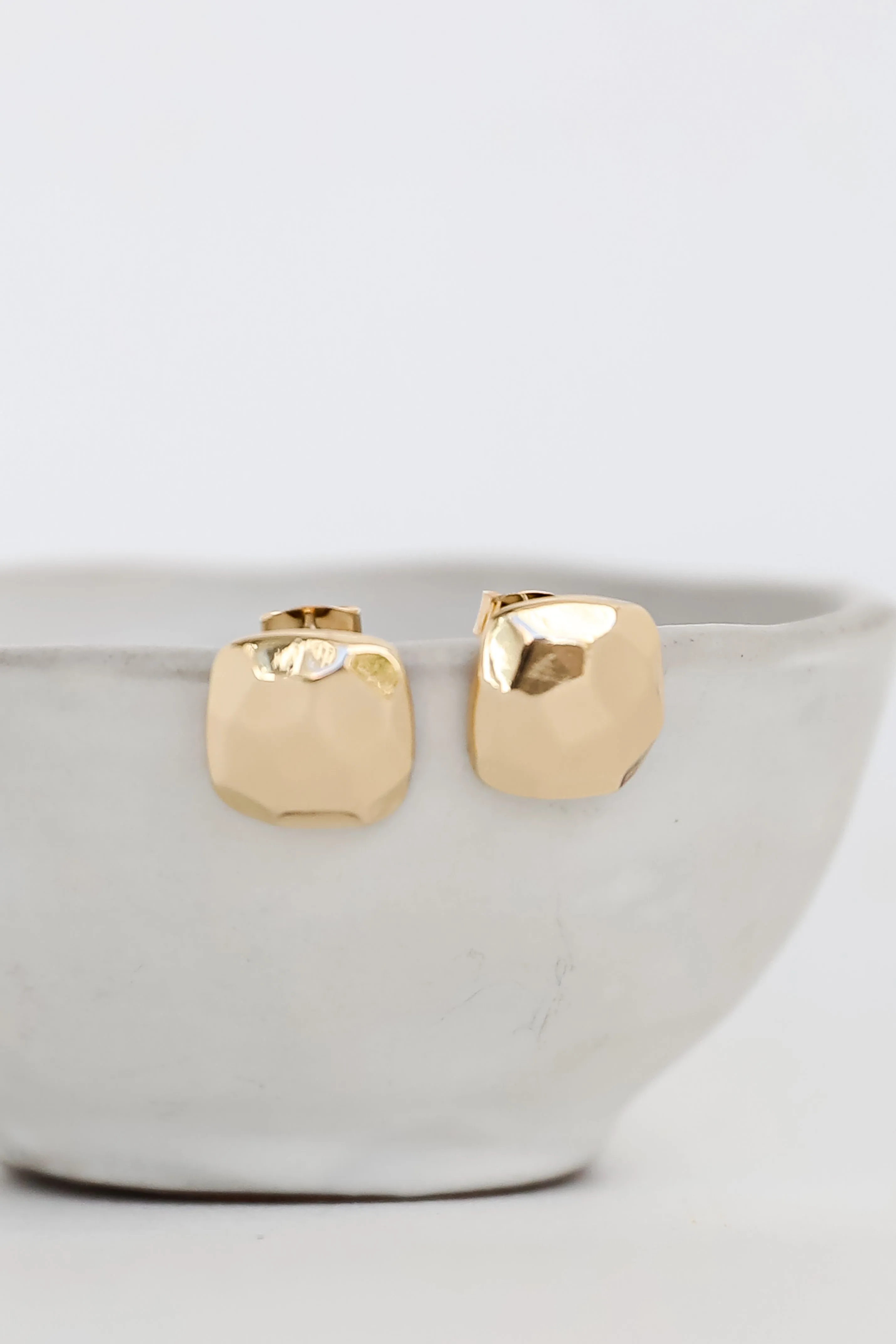 Marley Gold Hammered Stud Earrings