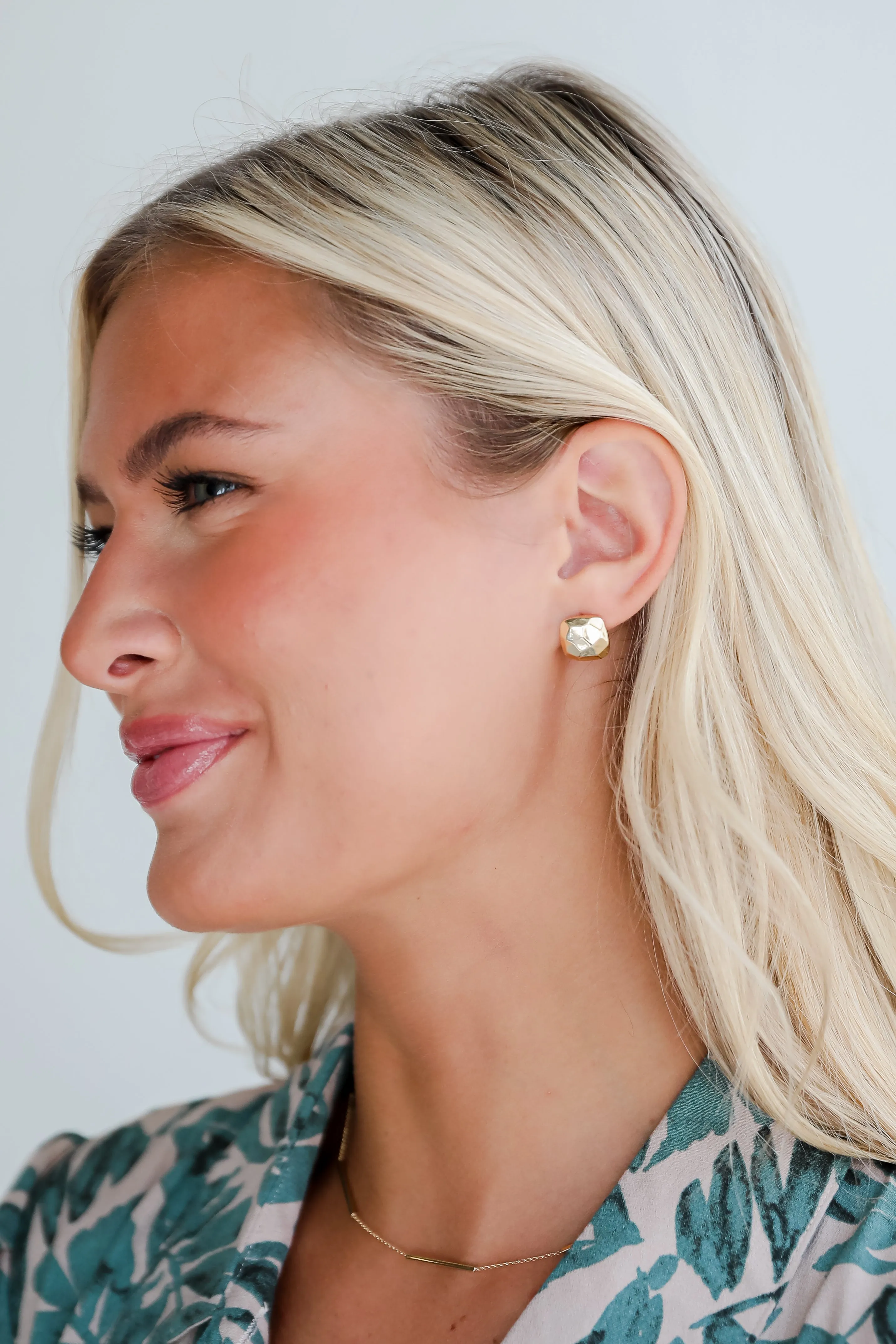 Marley Gold Hammered Stud Earrings