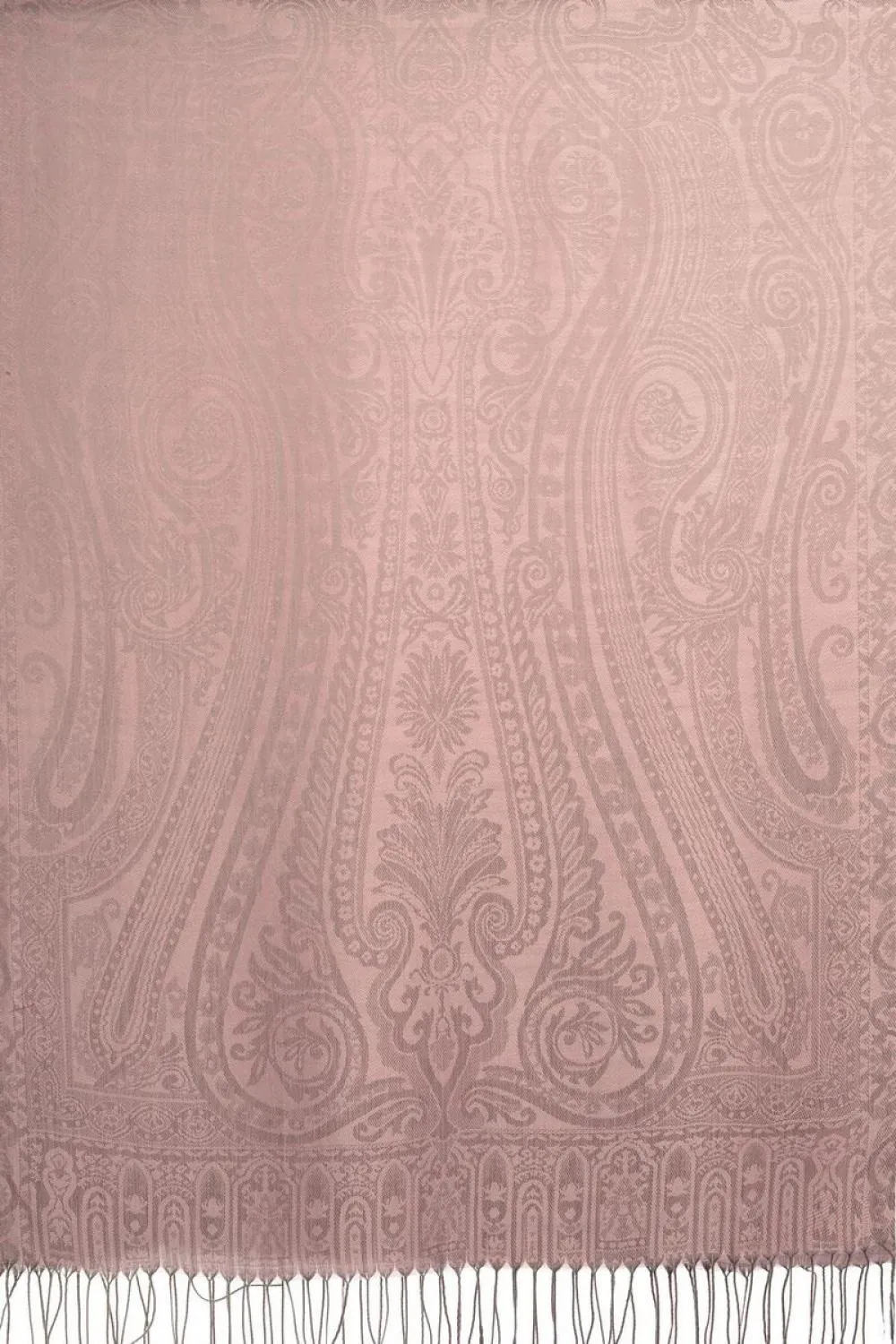 Mirrored Paisley On Amaranth Pink Pashmina With Tassels