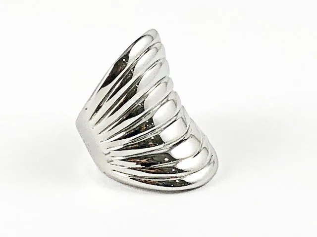 Modern Long Layered Band Design Steel Ring