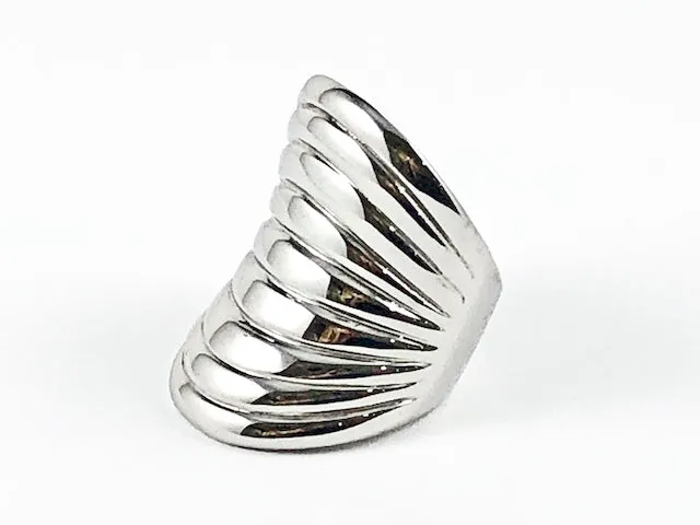 Modern Long Layered Band Design Steel Ring