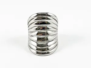 Modern Long Layered Band Design Steel Ring