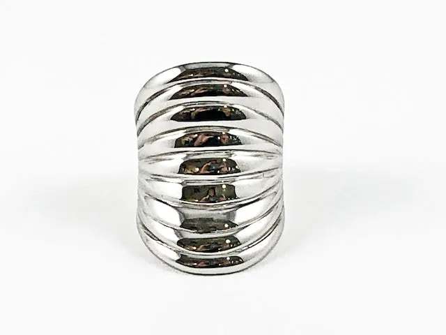 Modern Long Layered Band Design Steel Ring
