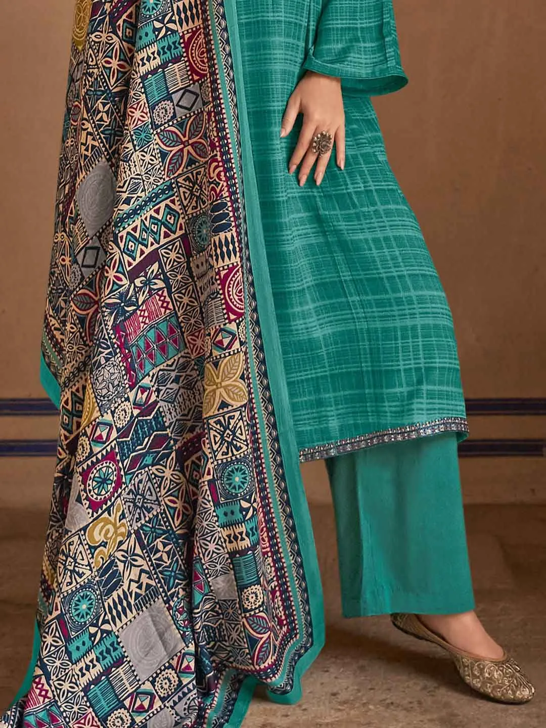 Mumtaz Arts Unstitched Pashmina Winter Suit Dress Material for Ladies