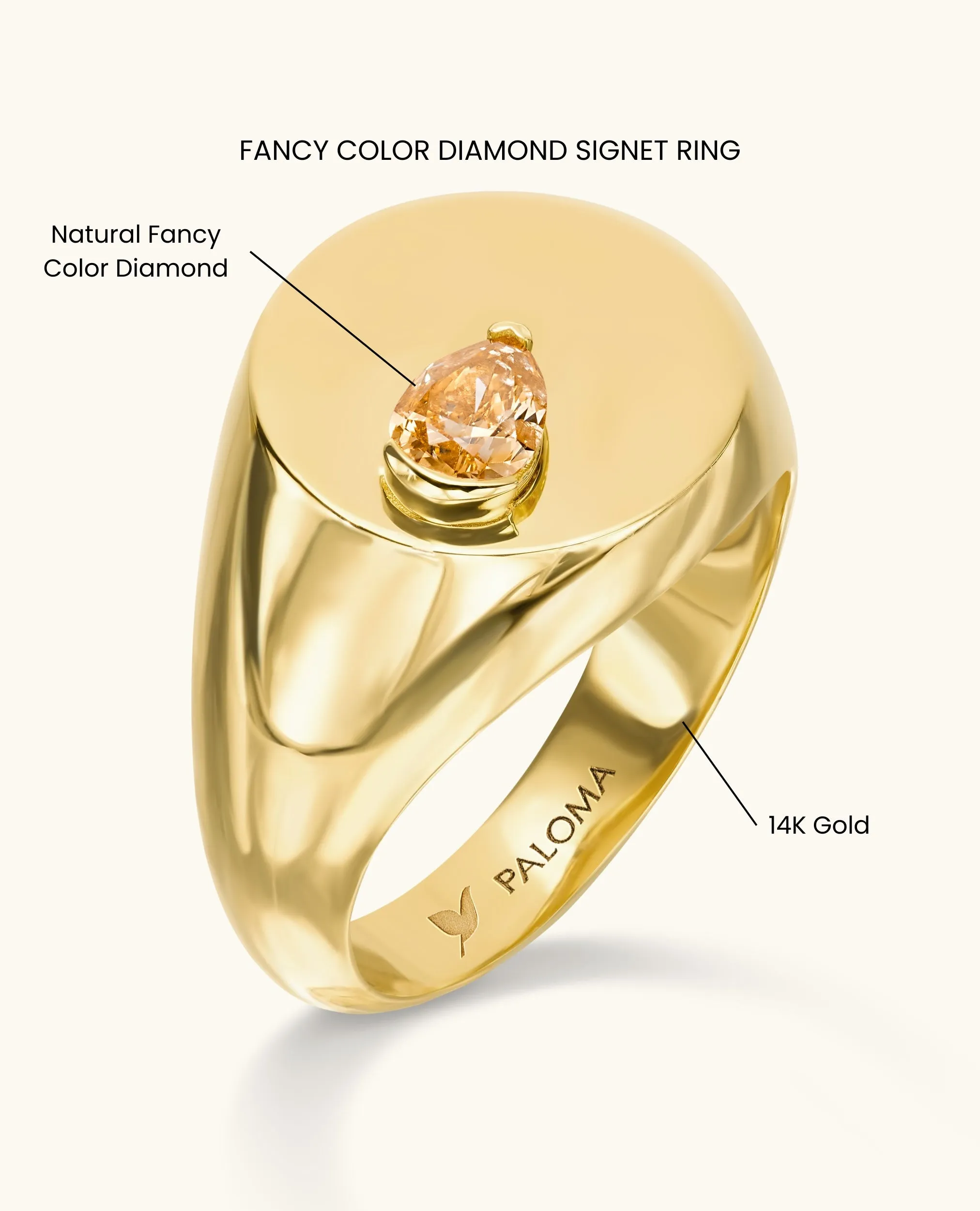 Orange Diamond Signet Ring