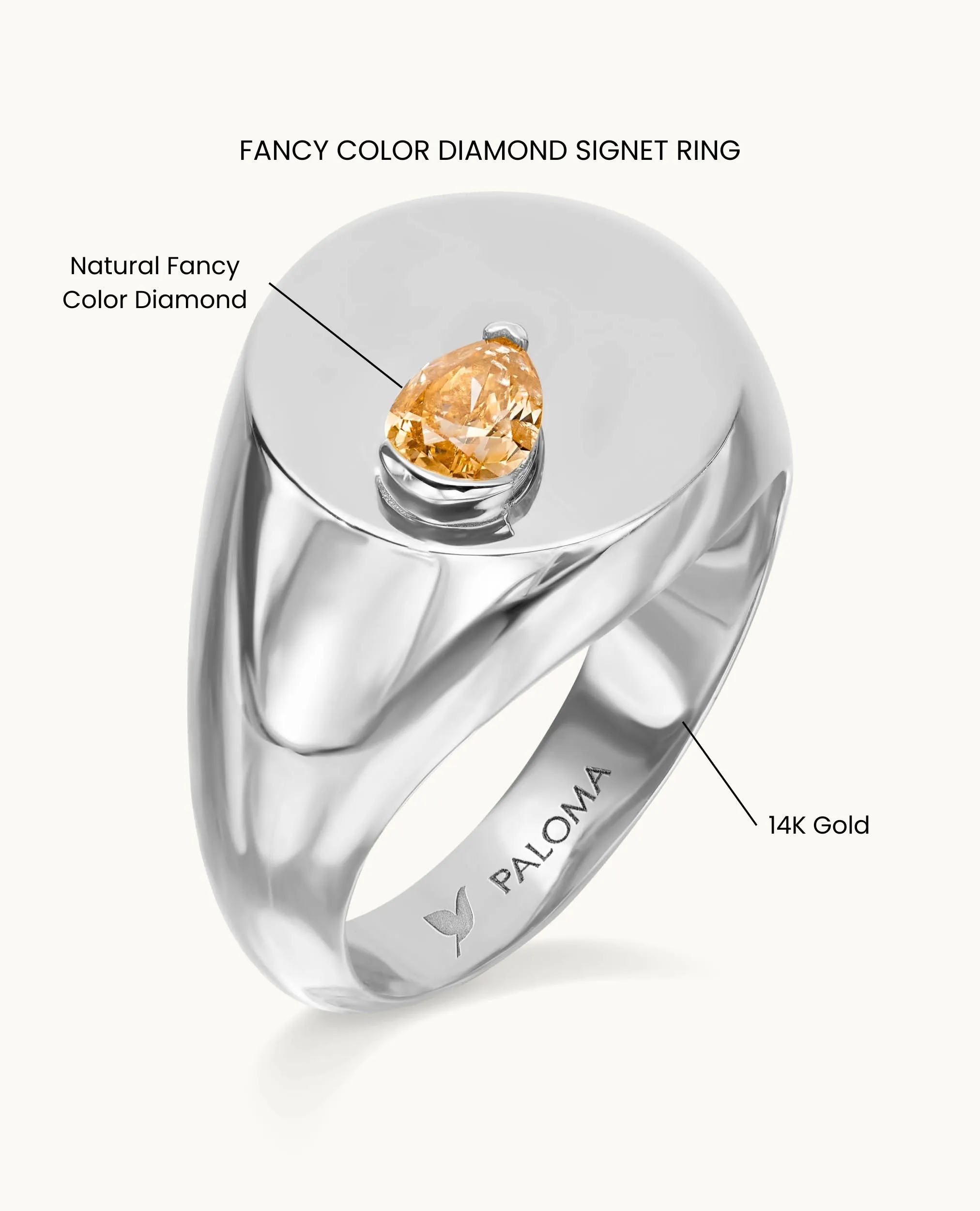 Orange Diamond Signet Ring