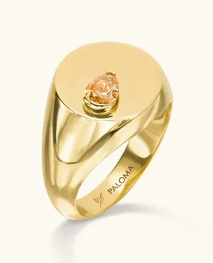 Orange Diamond Signet Ring