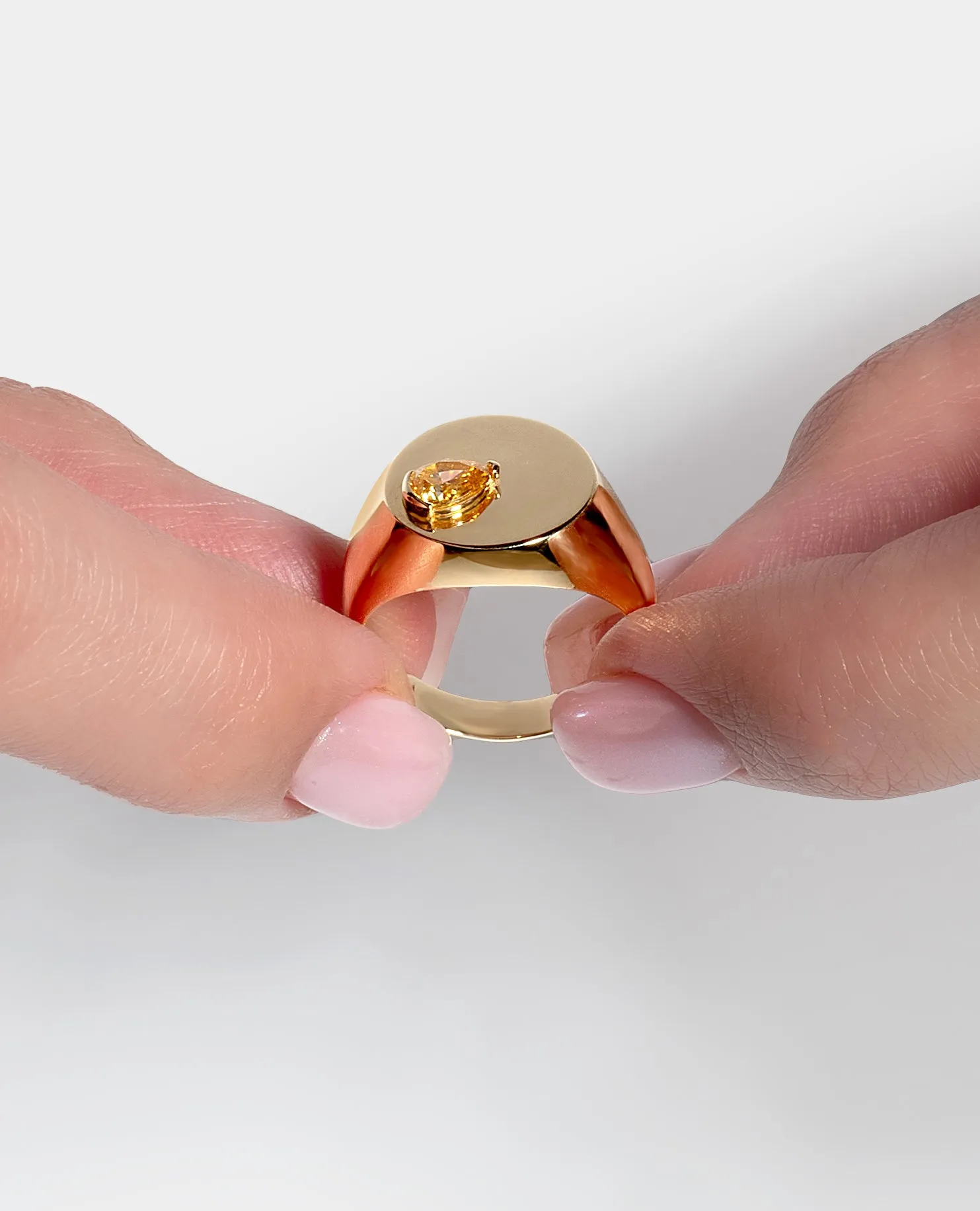 Orange Diamond Signet Ring