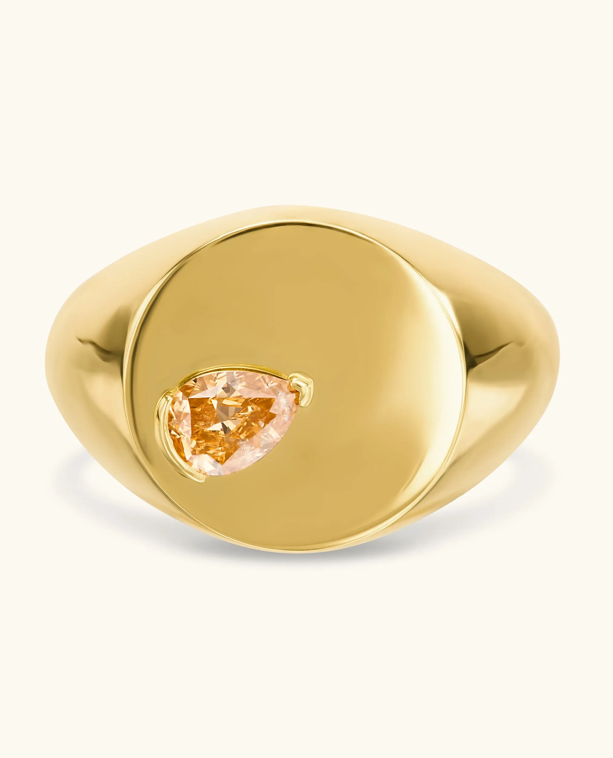 Orange Diamond Signet Ring