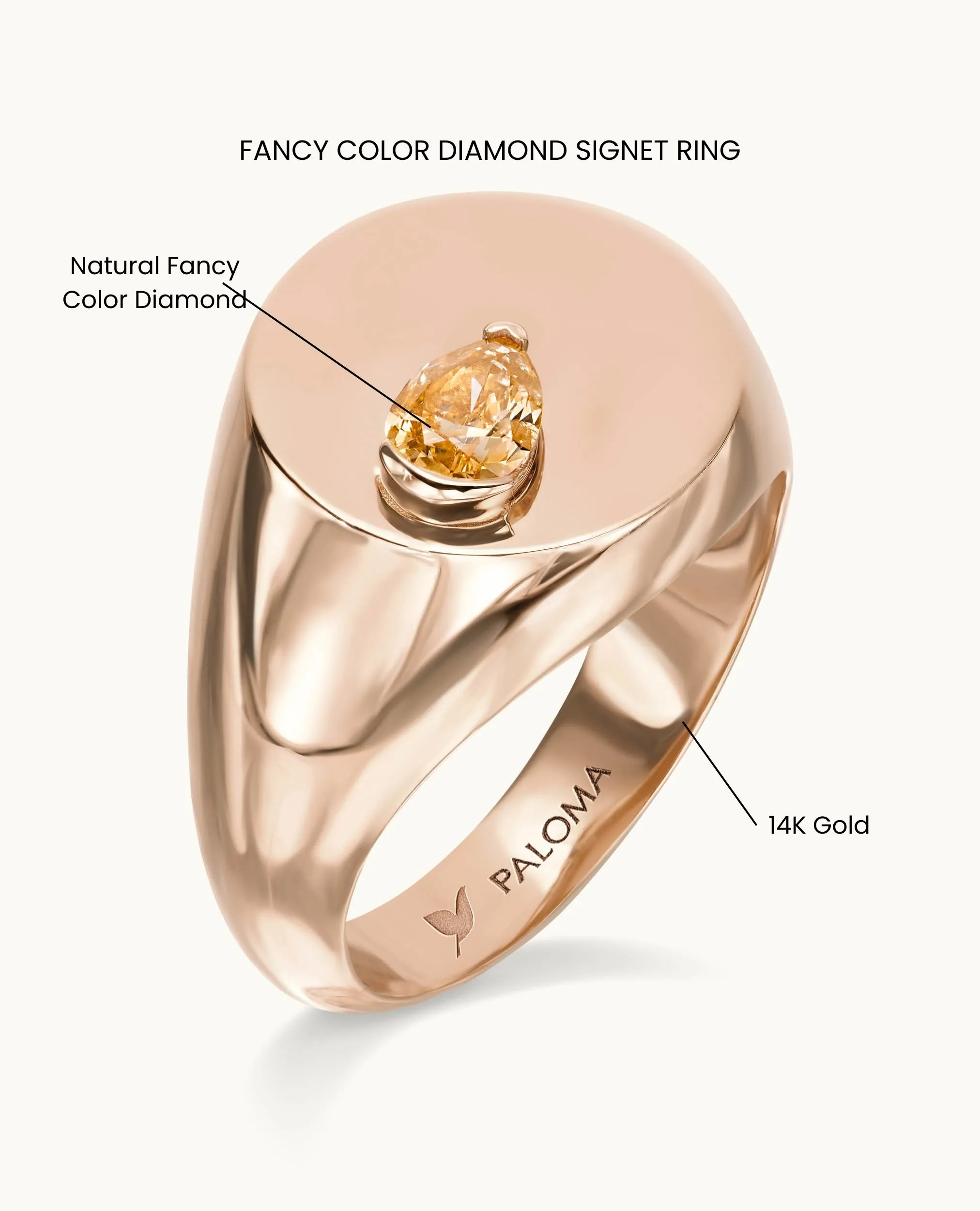 Orange Diamond Signet Ring
