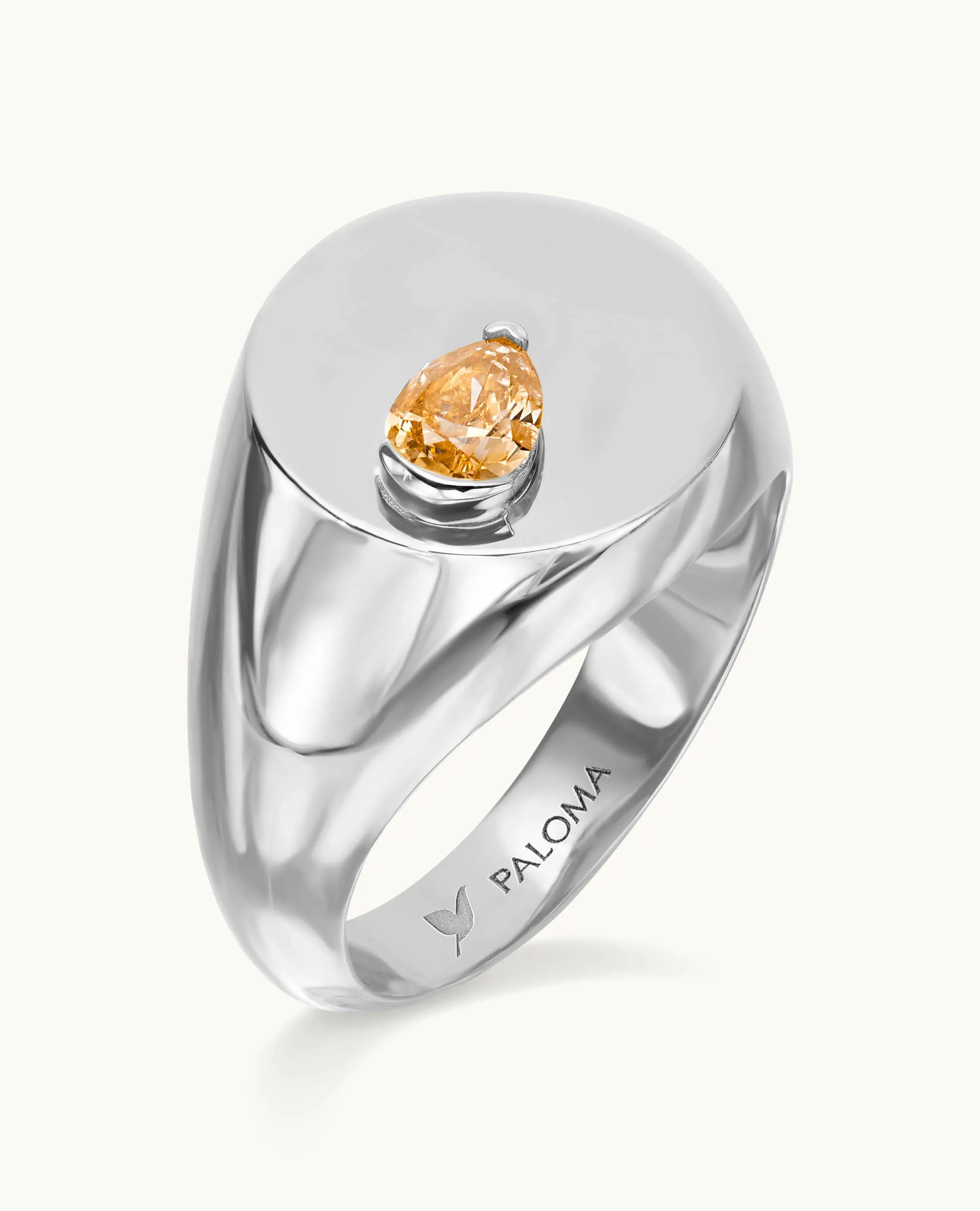 Orange Diamond Signet Ring