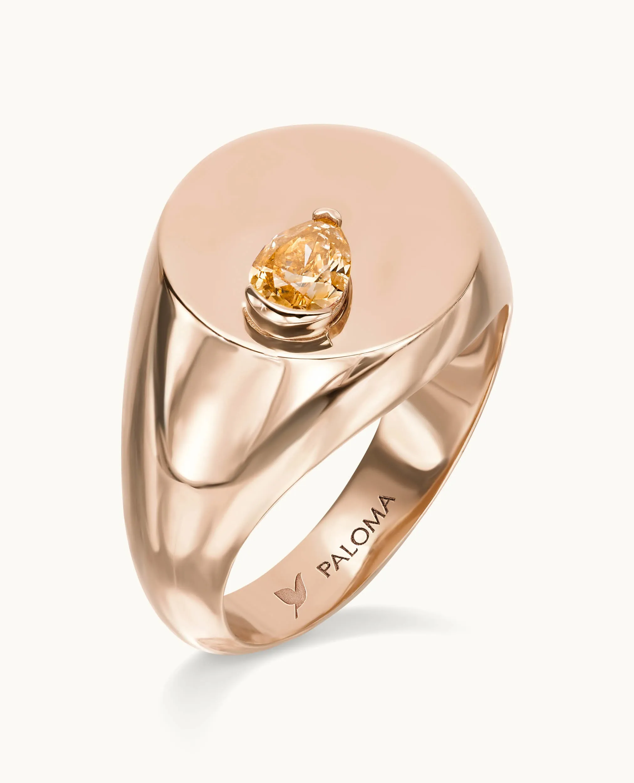 Orange Diamond Signet Ring