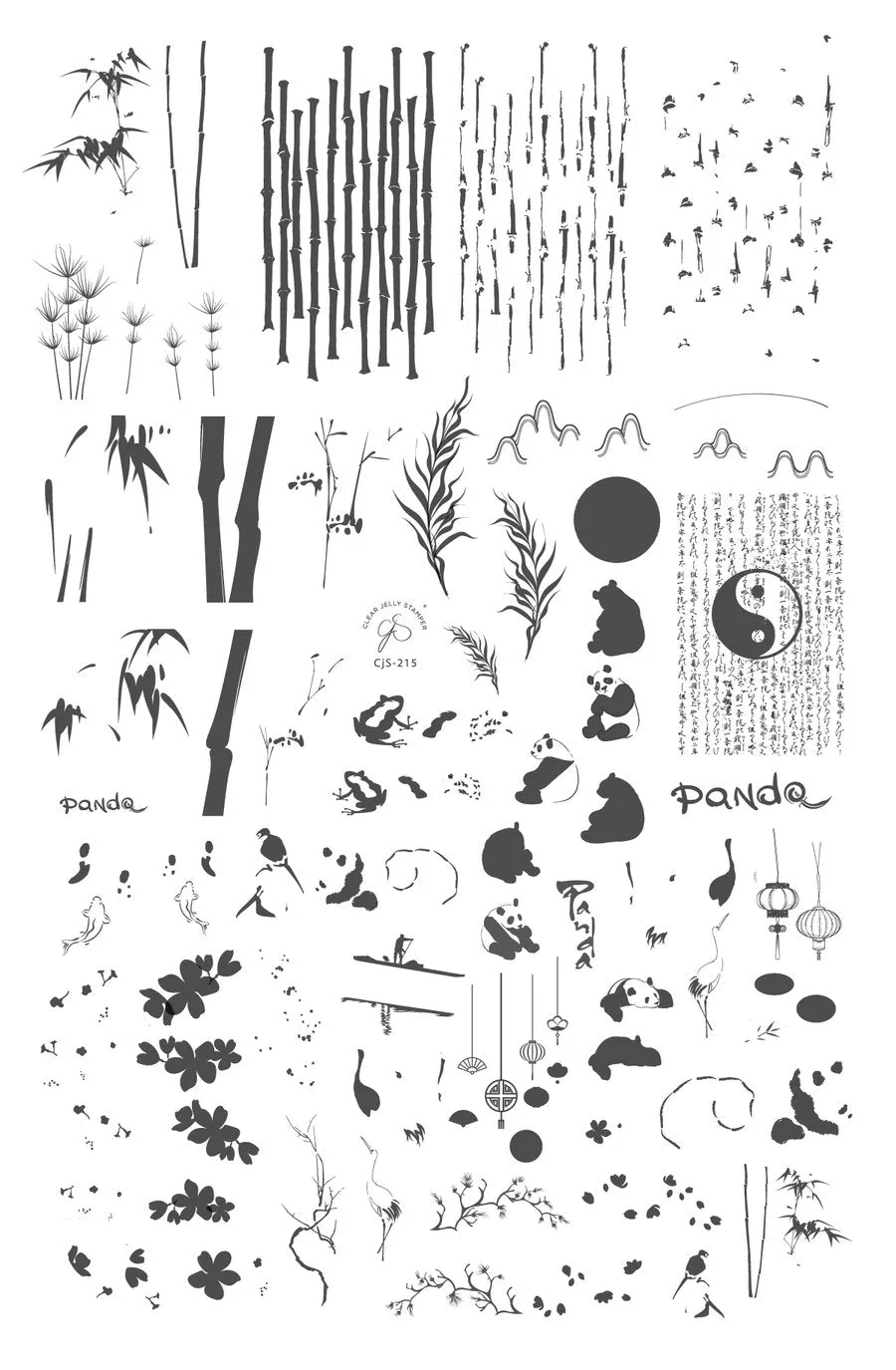 Panda and Friends (CjS-215) - Clear Jelly Stamping Plate