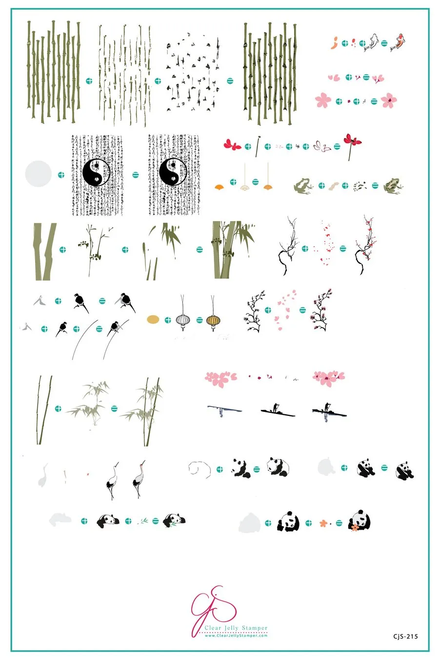 Panda and Friends (CjS-215) - Clear Jelly Stamping Plate