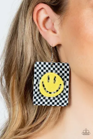 Paparazzi Earring ~ Cheeky Checkerboard - Yellow