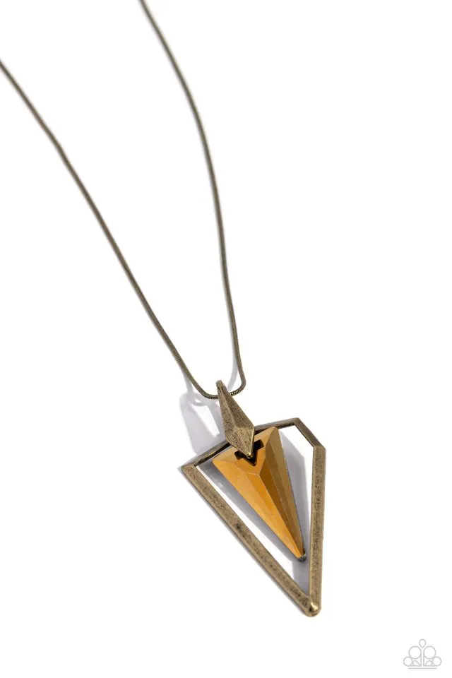 Paparazzi Necklace ~ Trifecta Tyrant - Brass