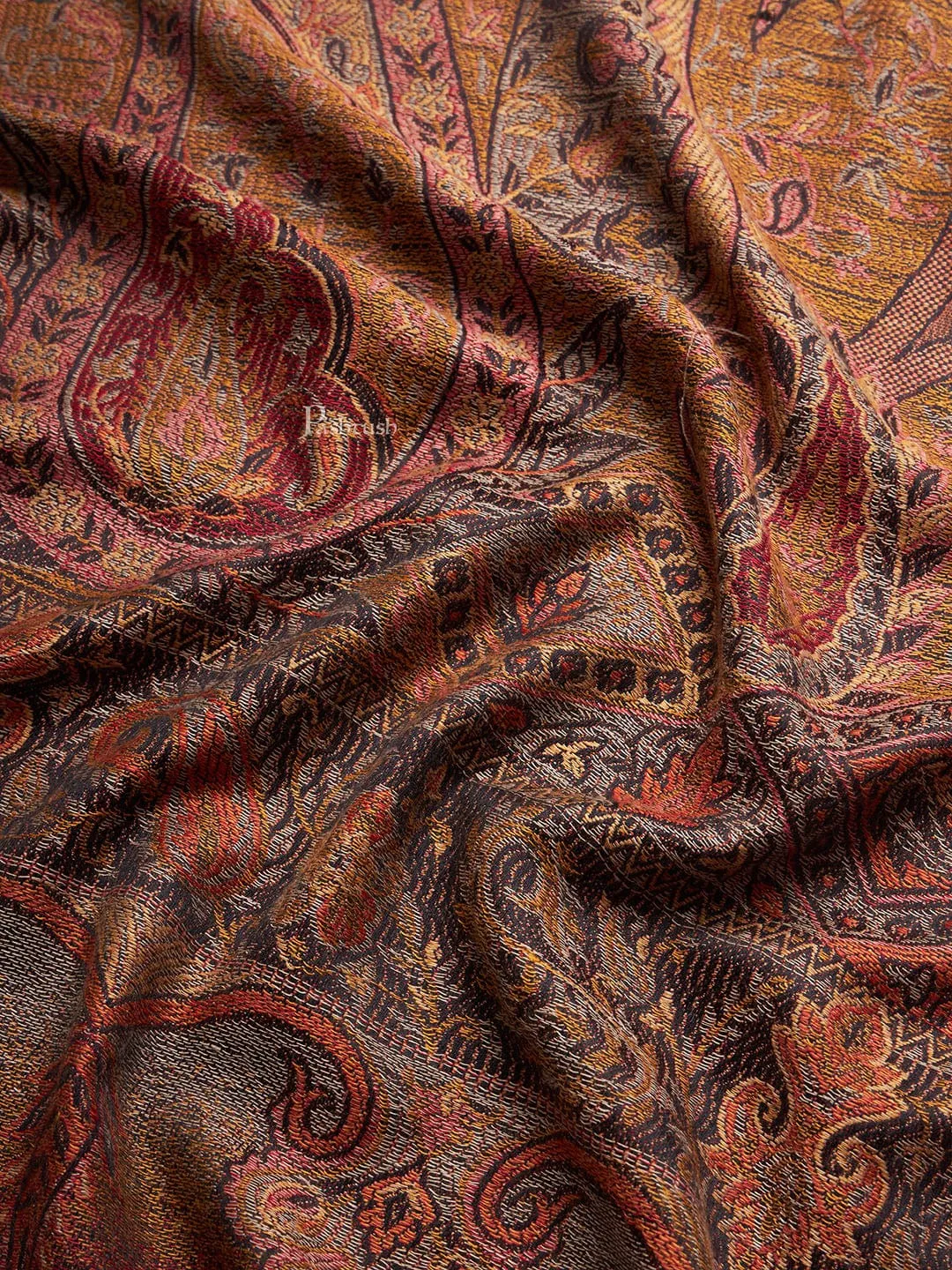 Pashtush Womens Faux Pashmina Shawl, Soft Jamawar Design, Espresso Brown