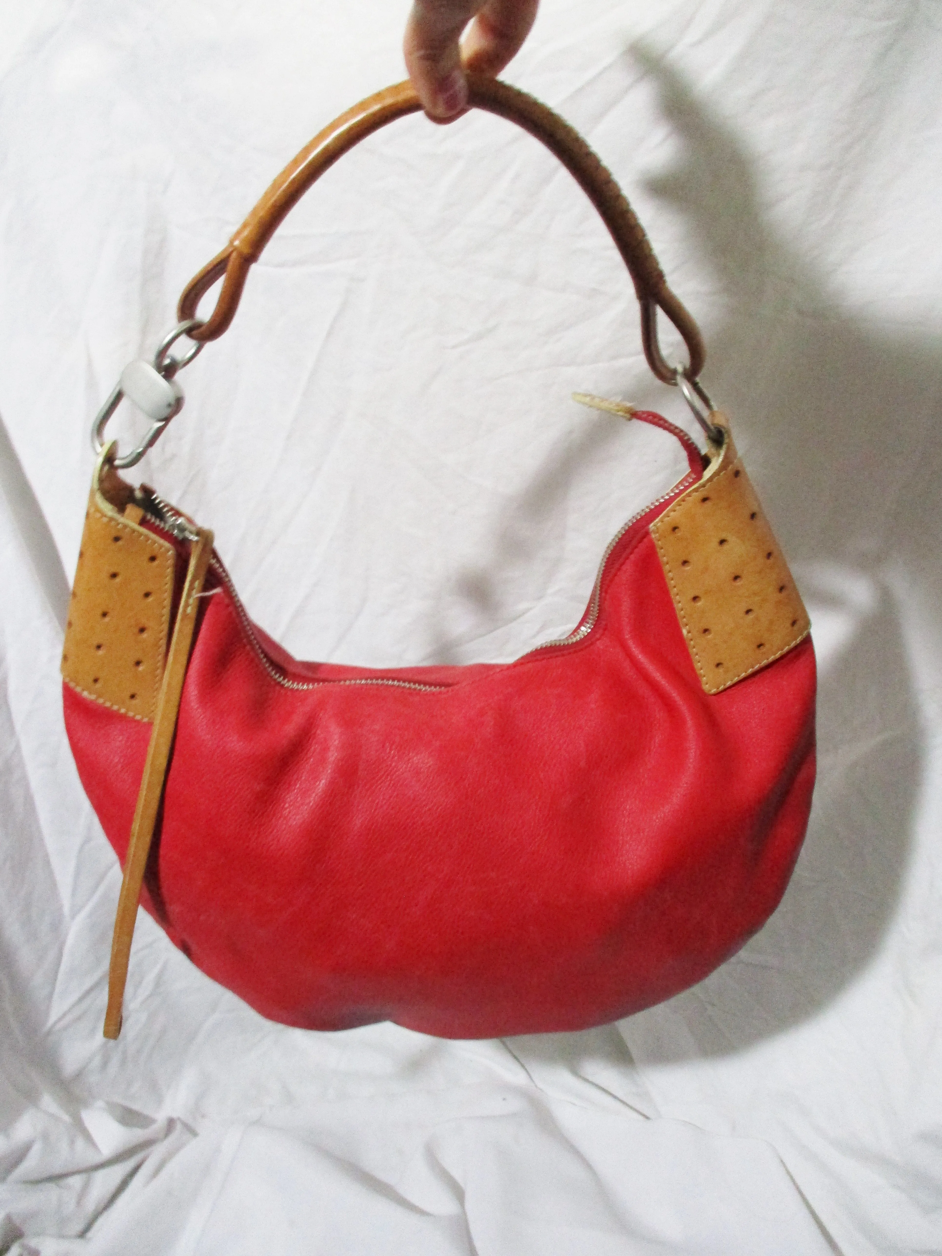 PETER KENT leather hobo bucket bag purse ROSE BROWN Boho