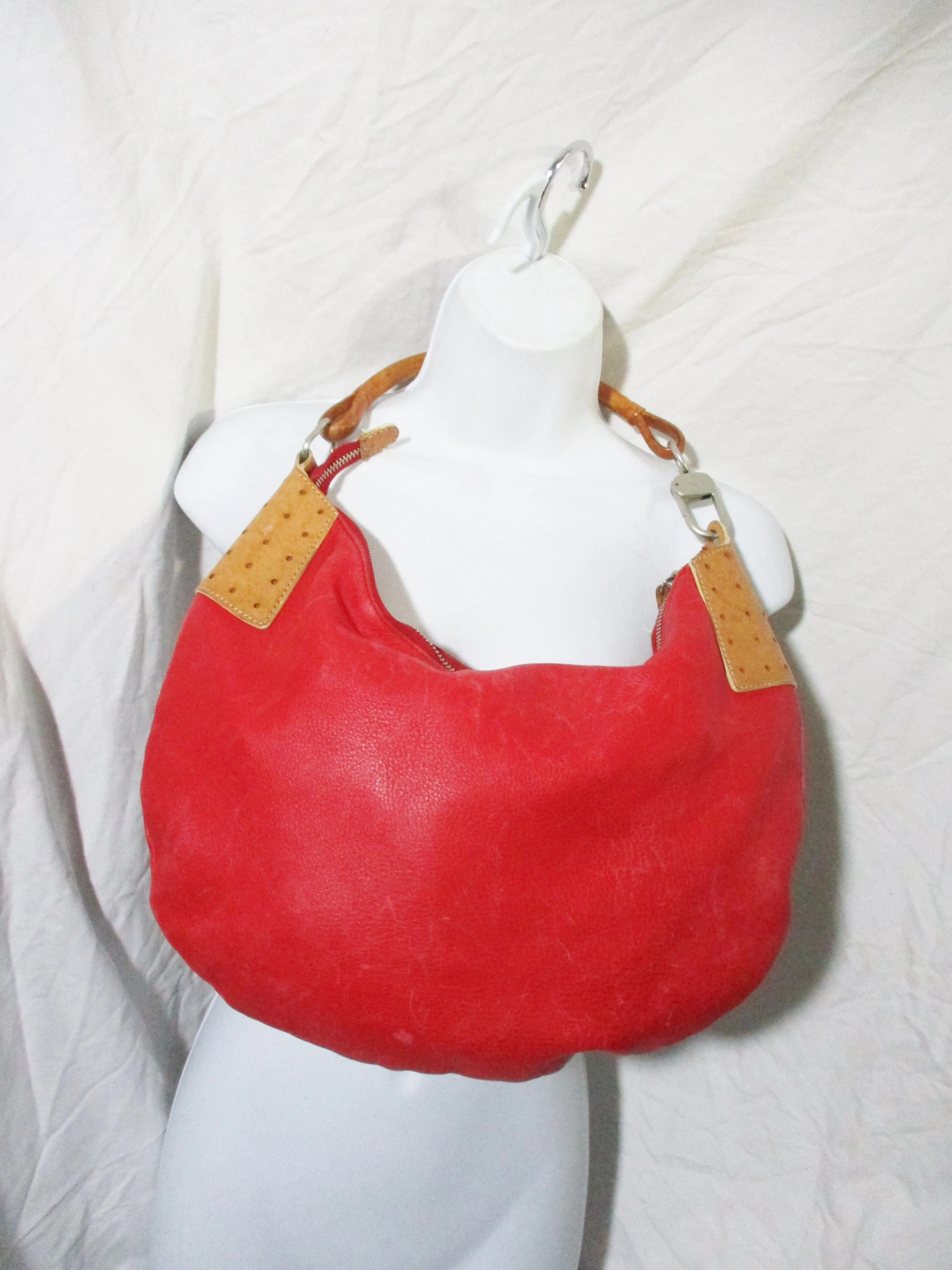 PETER KENT leather hobo bucket bag purse ROSE BROWN Boho
