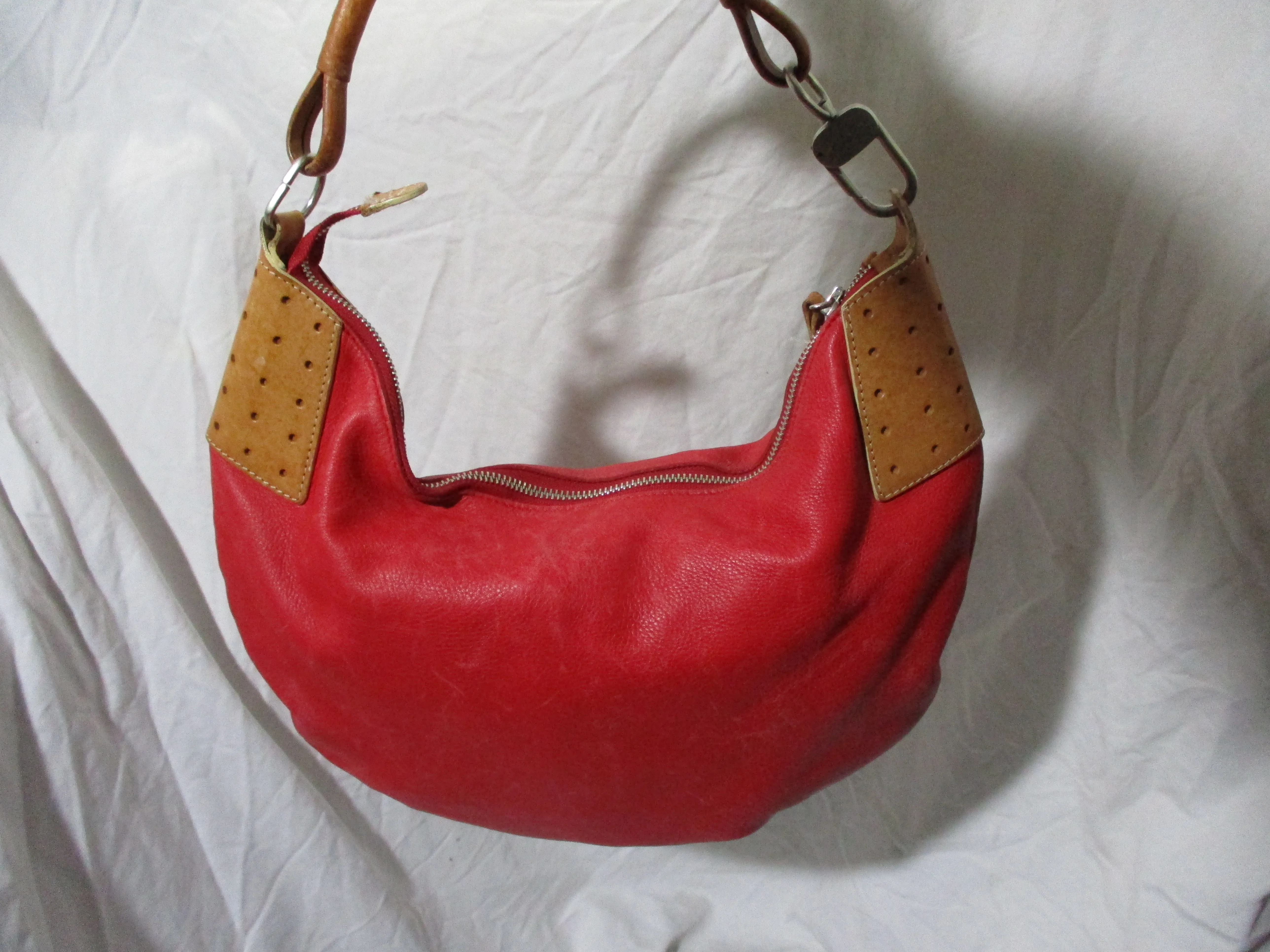 PETER KENT leather hobo bucket bag purse ROSE BROWN Boho