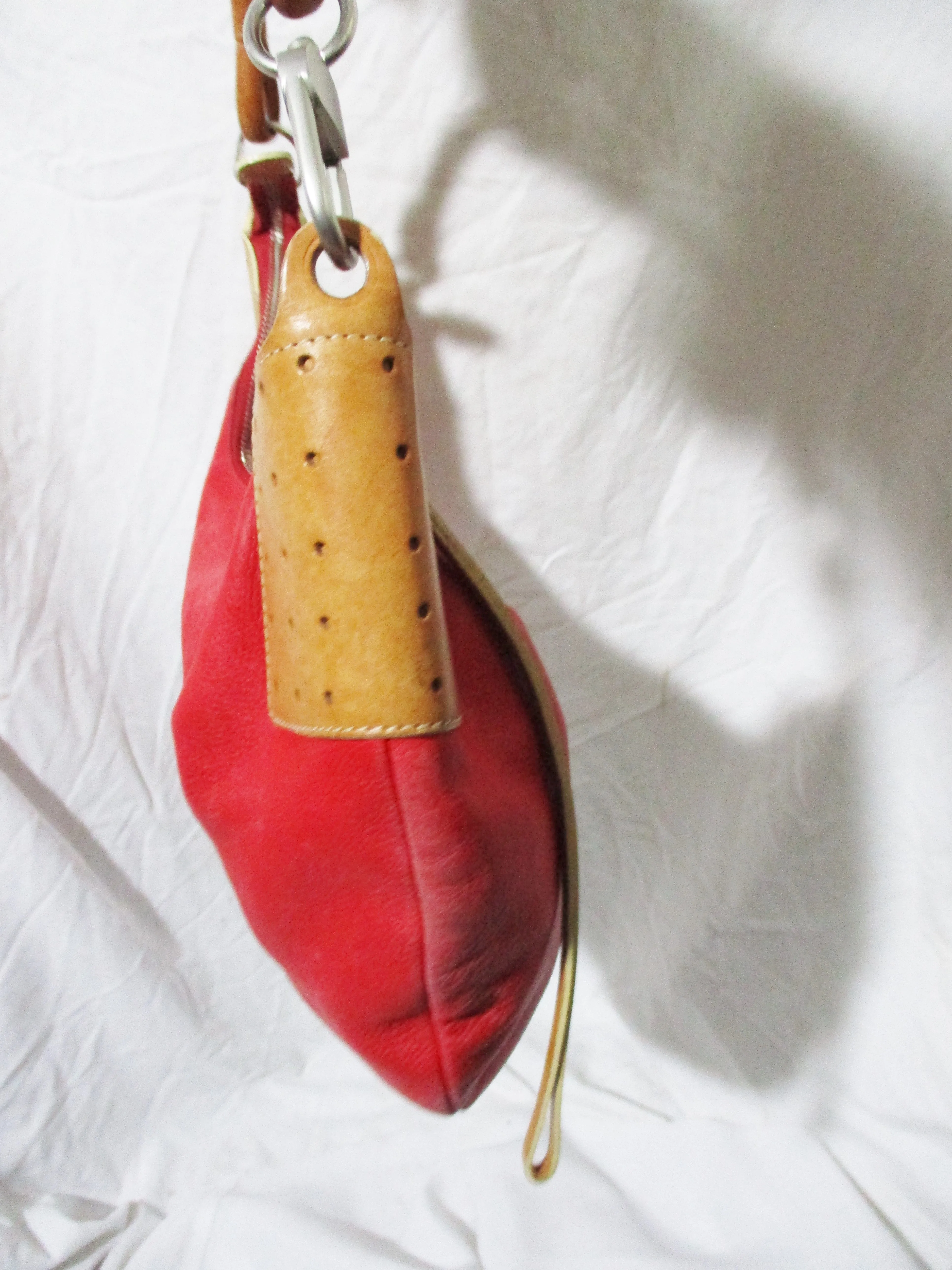 PETER KENT leather hobo bucket bag purse ROSE BROWN Boho